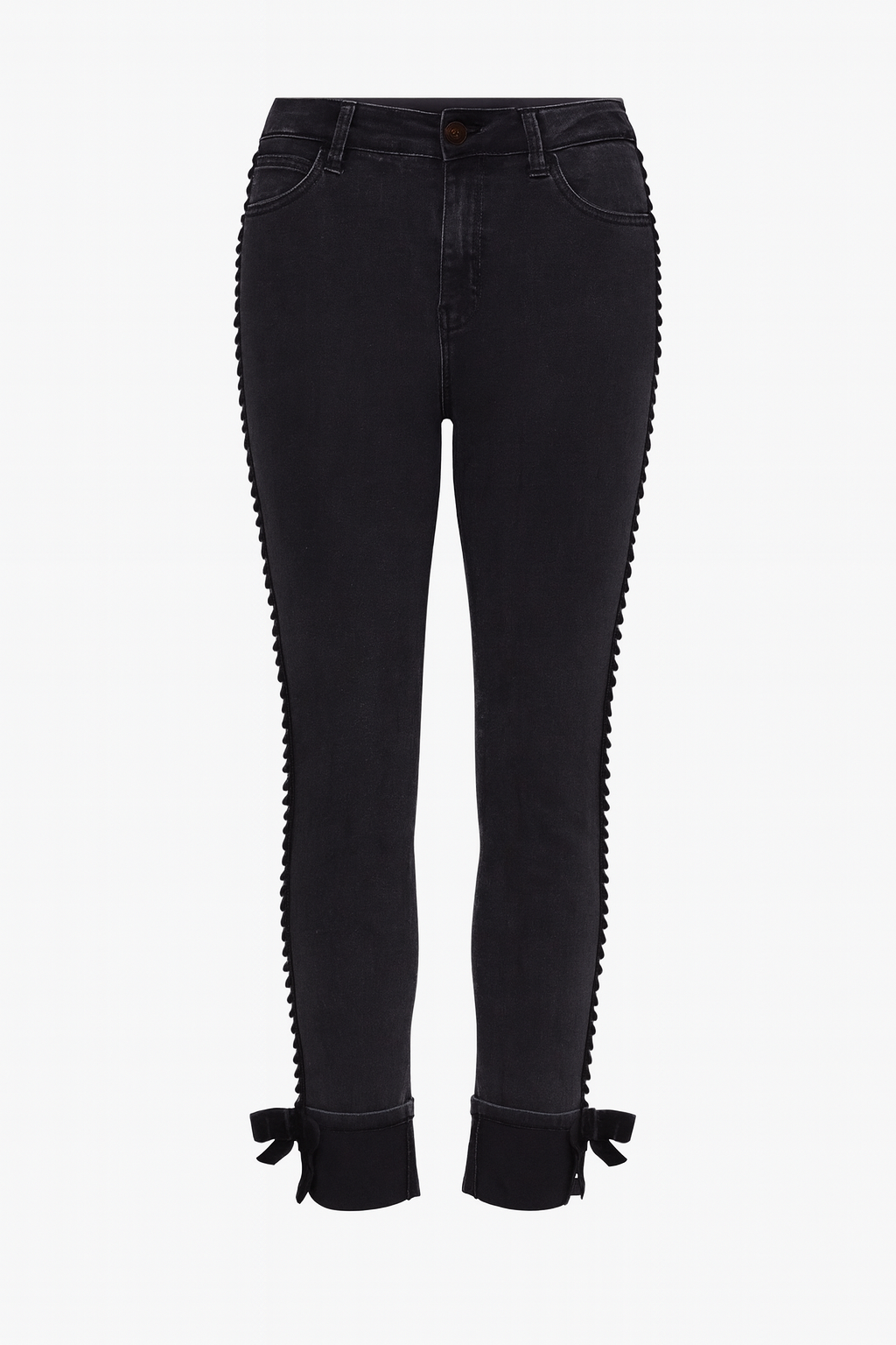 Braided skinny leg jean