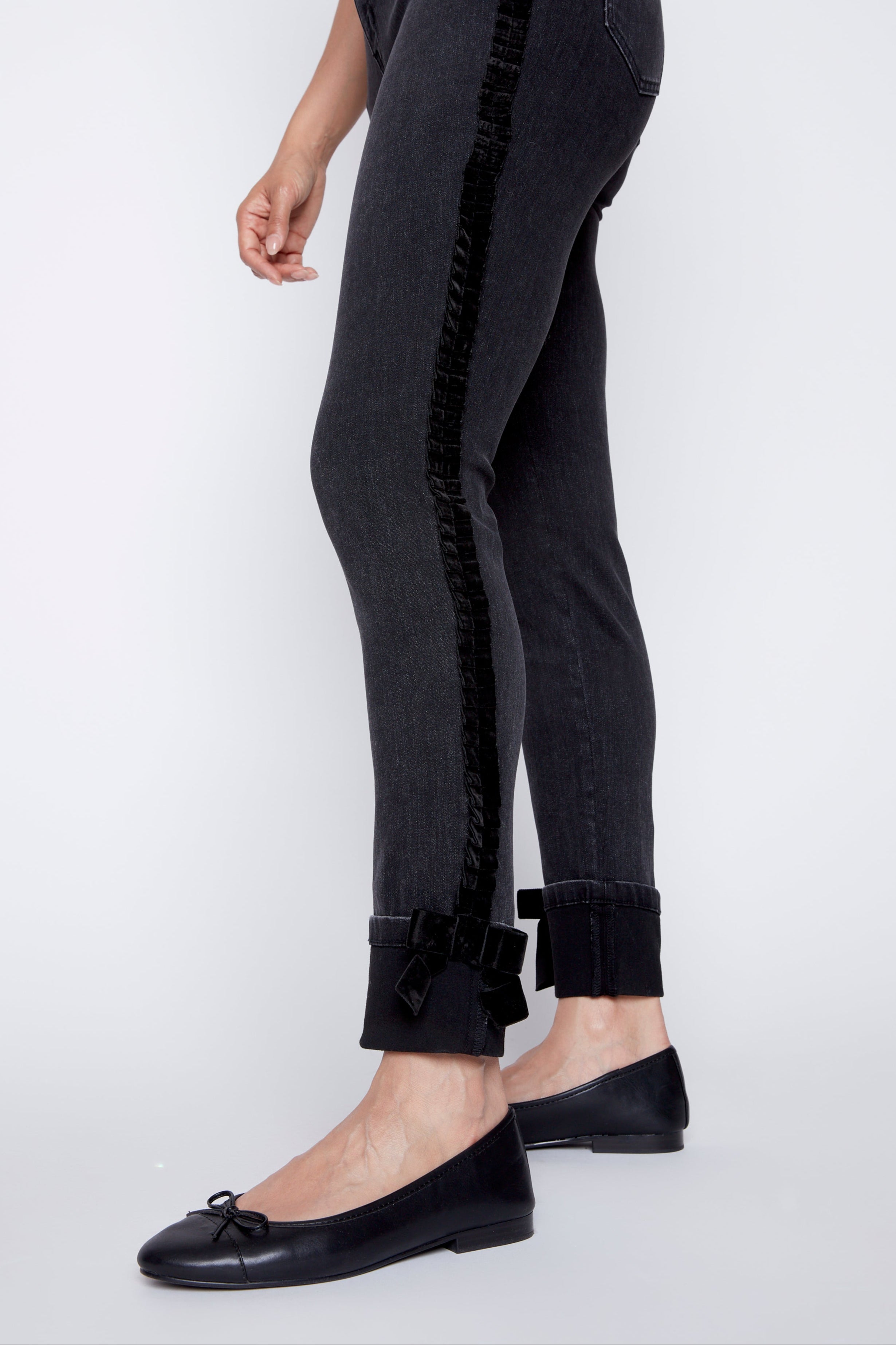 Braided skinny leg jean