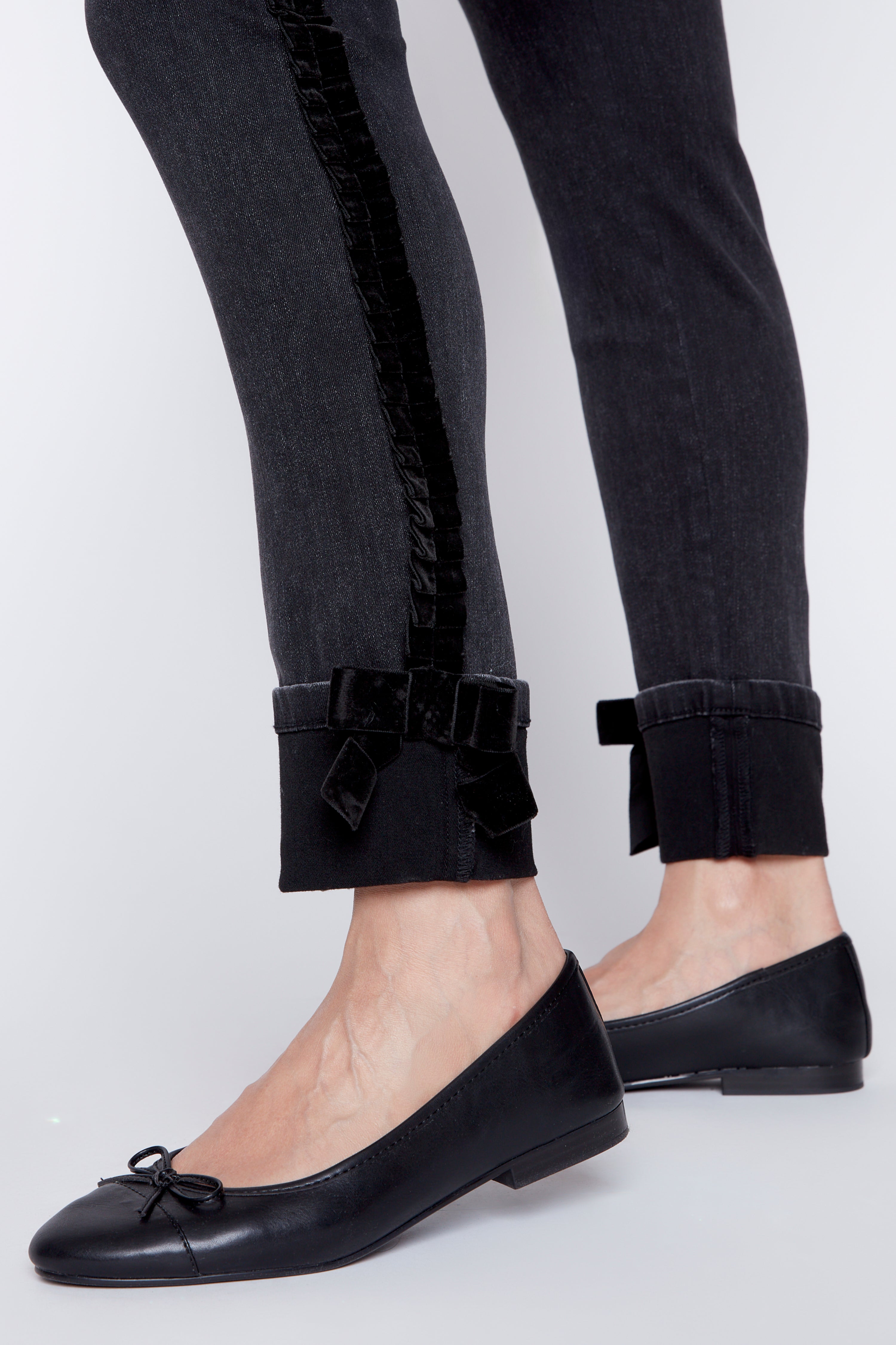 Braided skinny leg jean