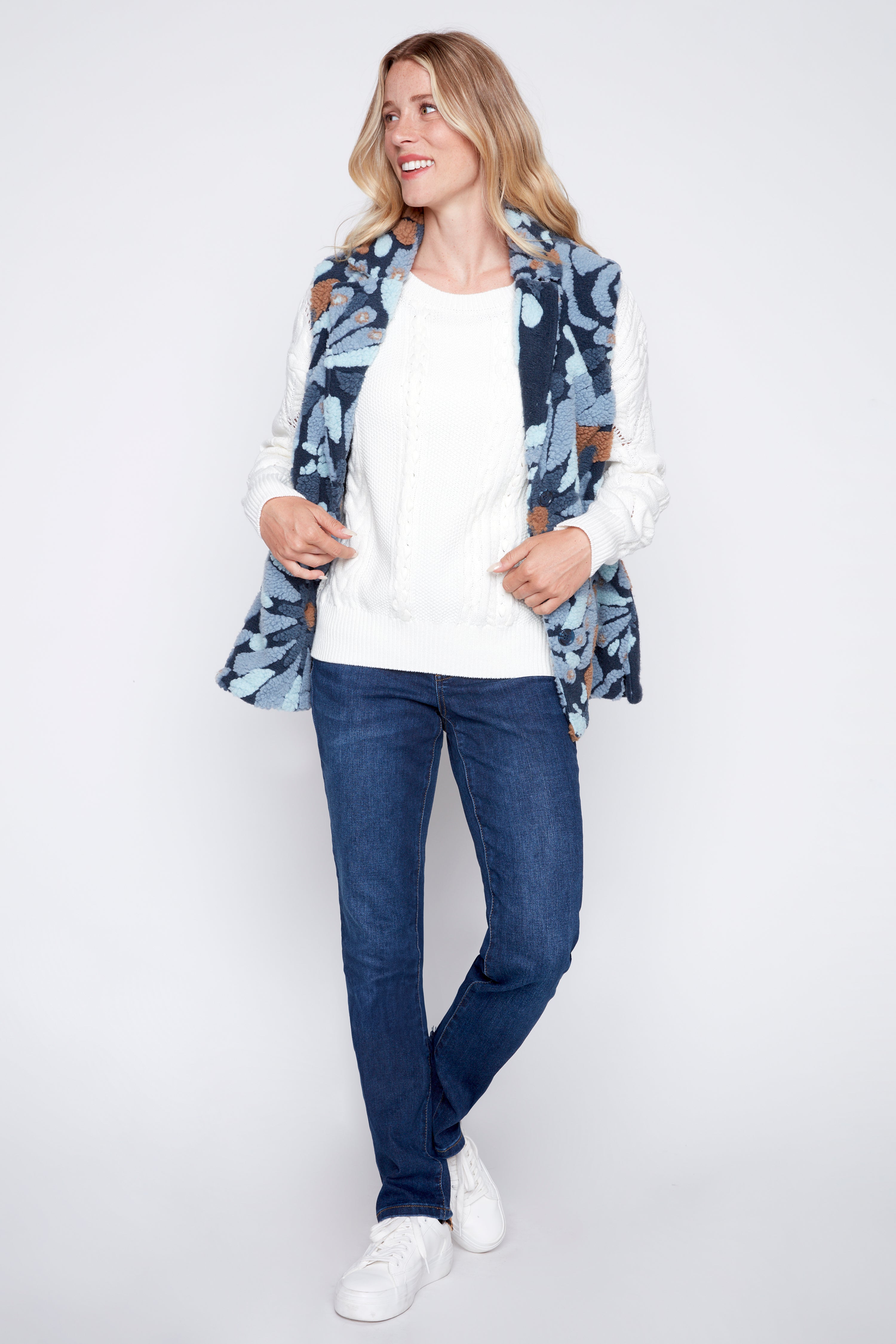 Flocked fleece vest