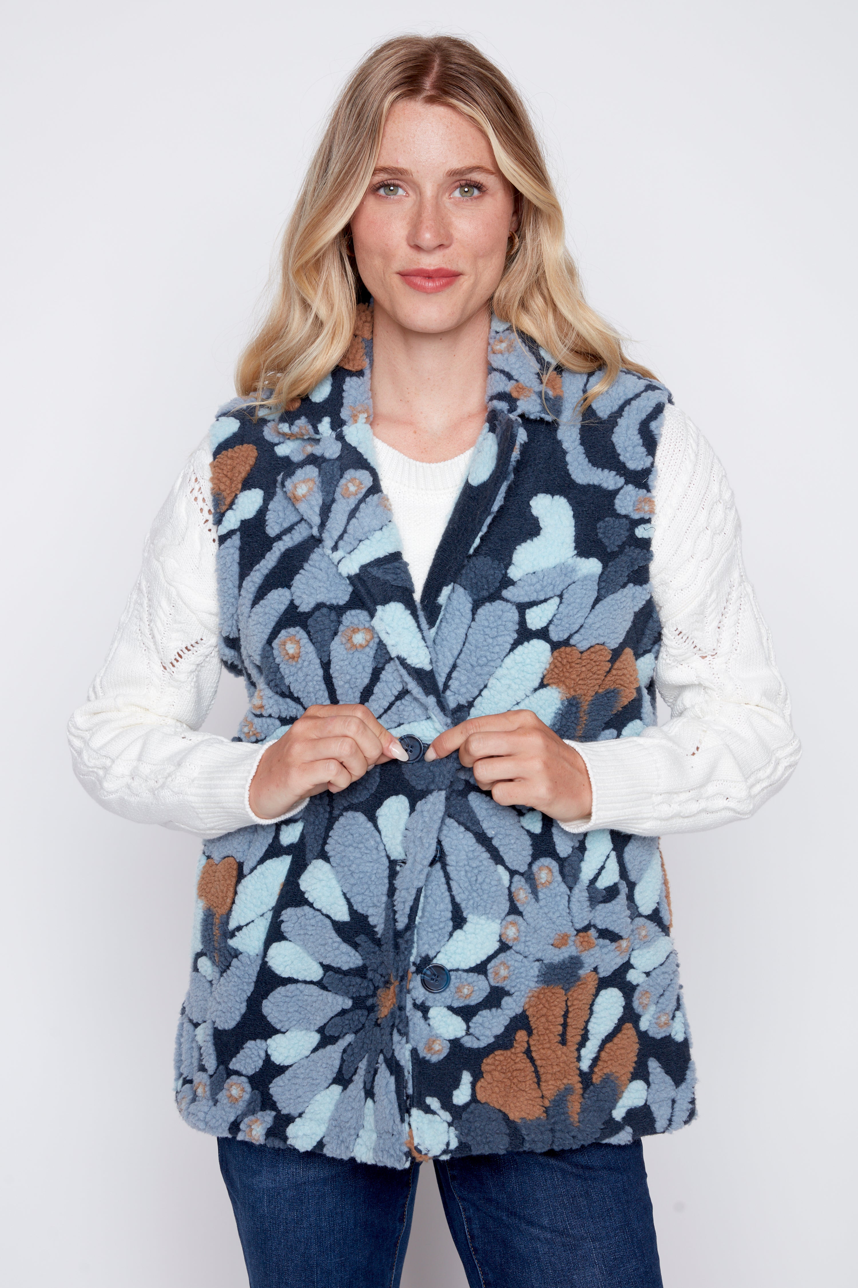 Flocked fleece vest