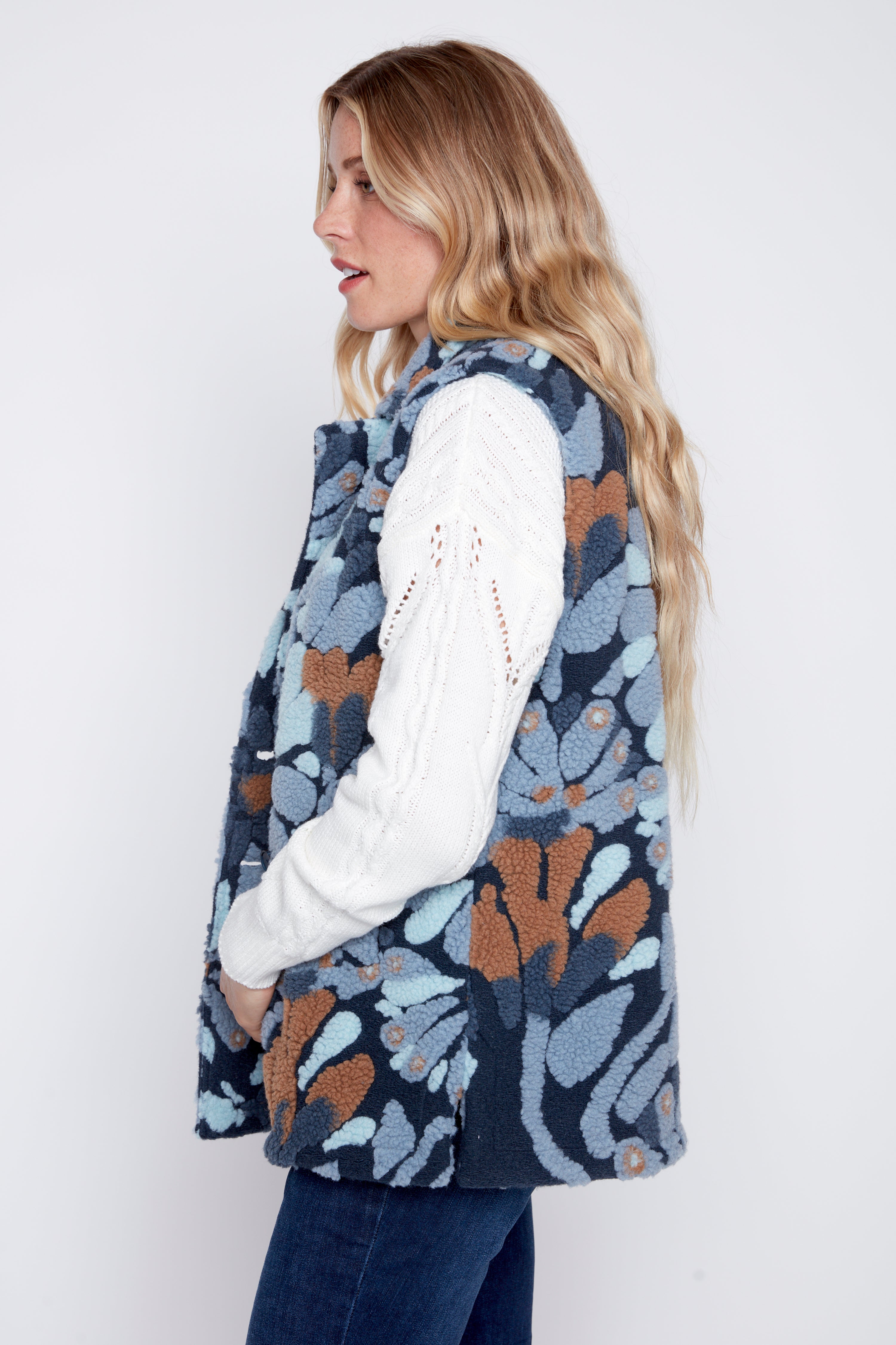Flocked fleece vest