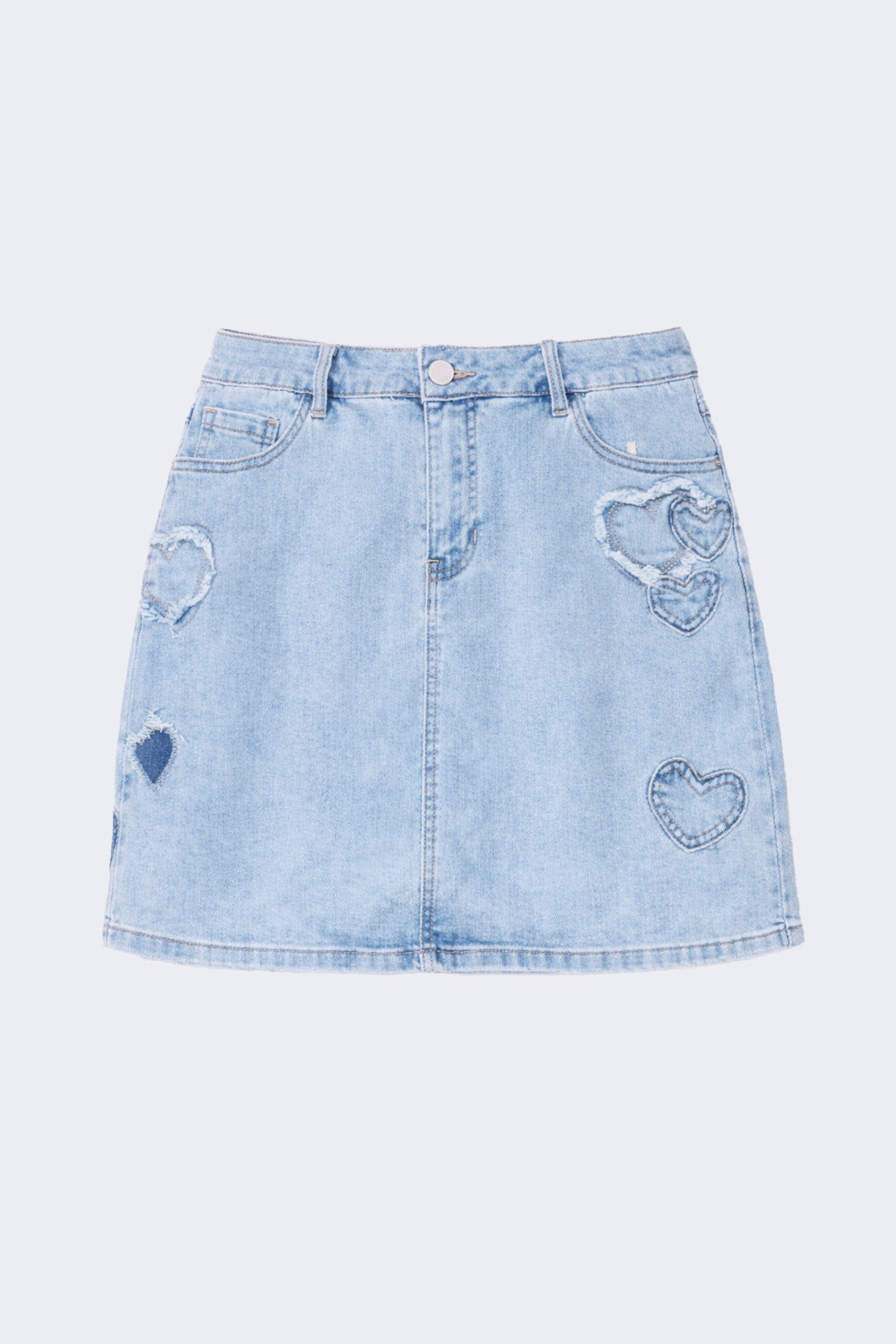 Heart embroidery denim skort