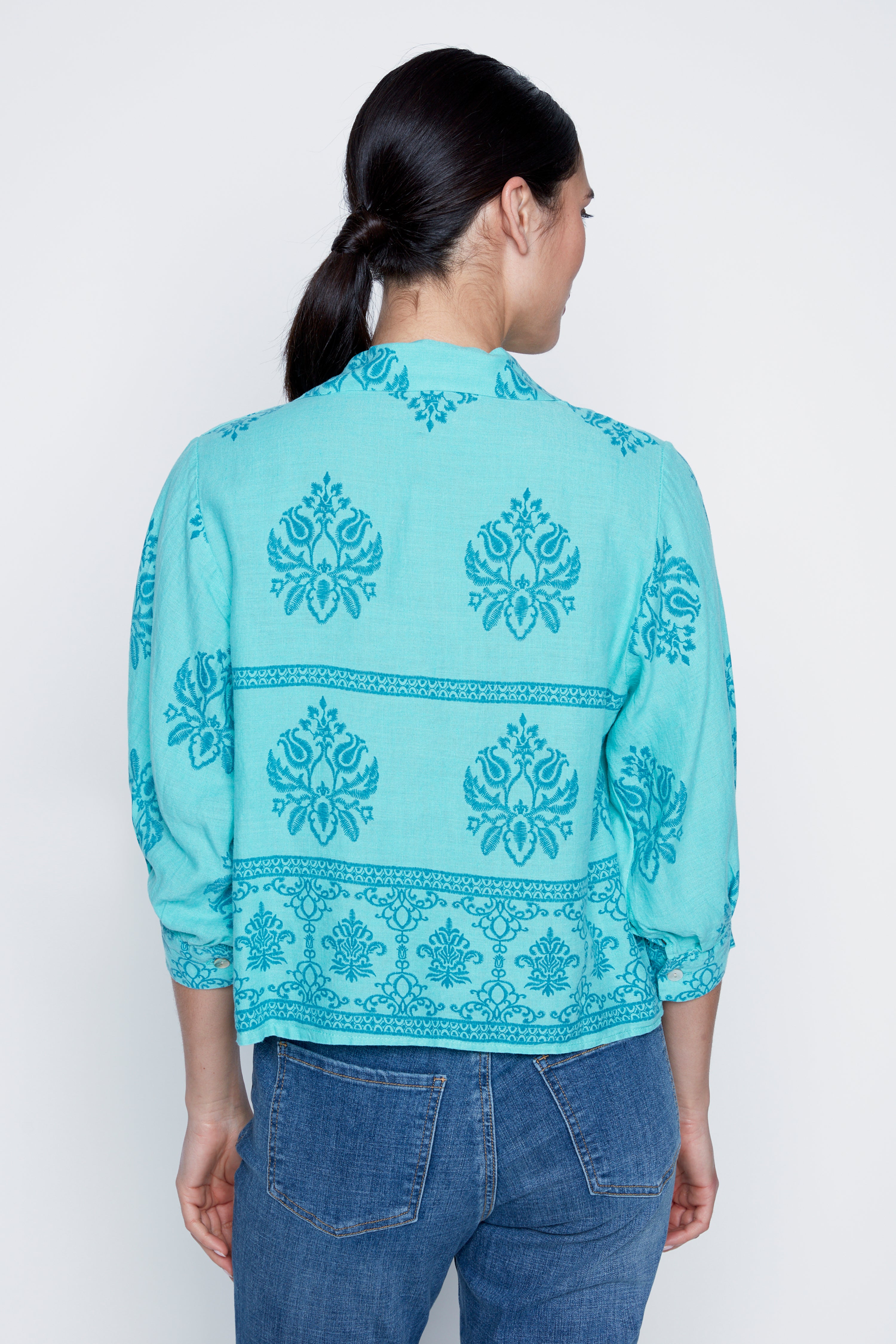 Printed linen blouse