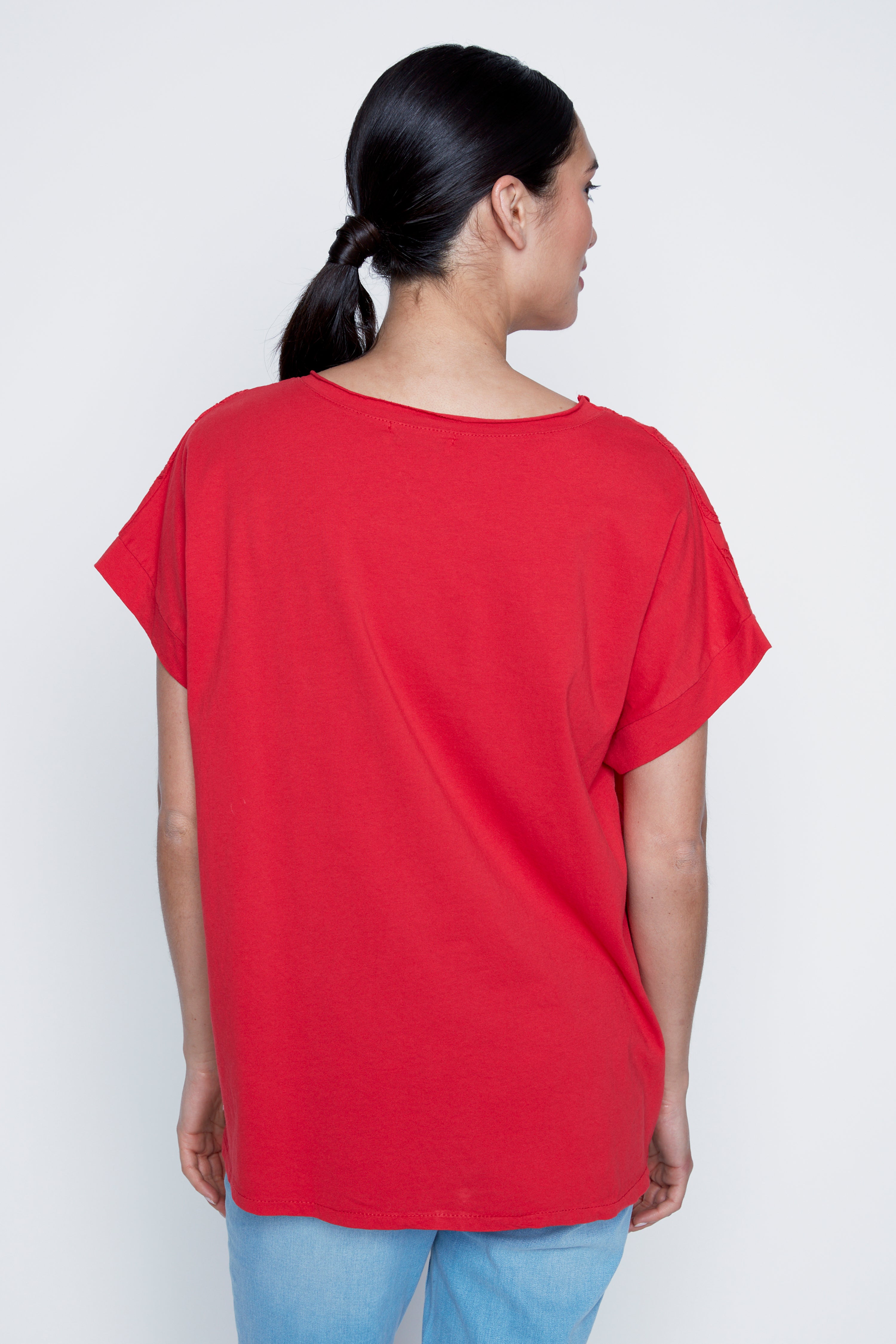 Squiggle embroidery cotton blouse