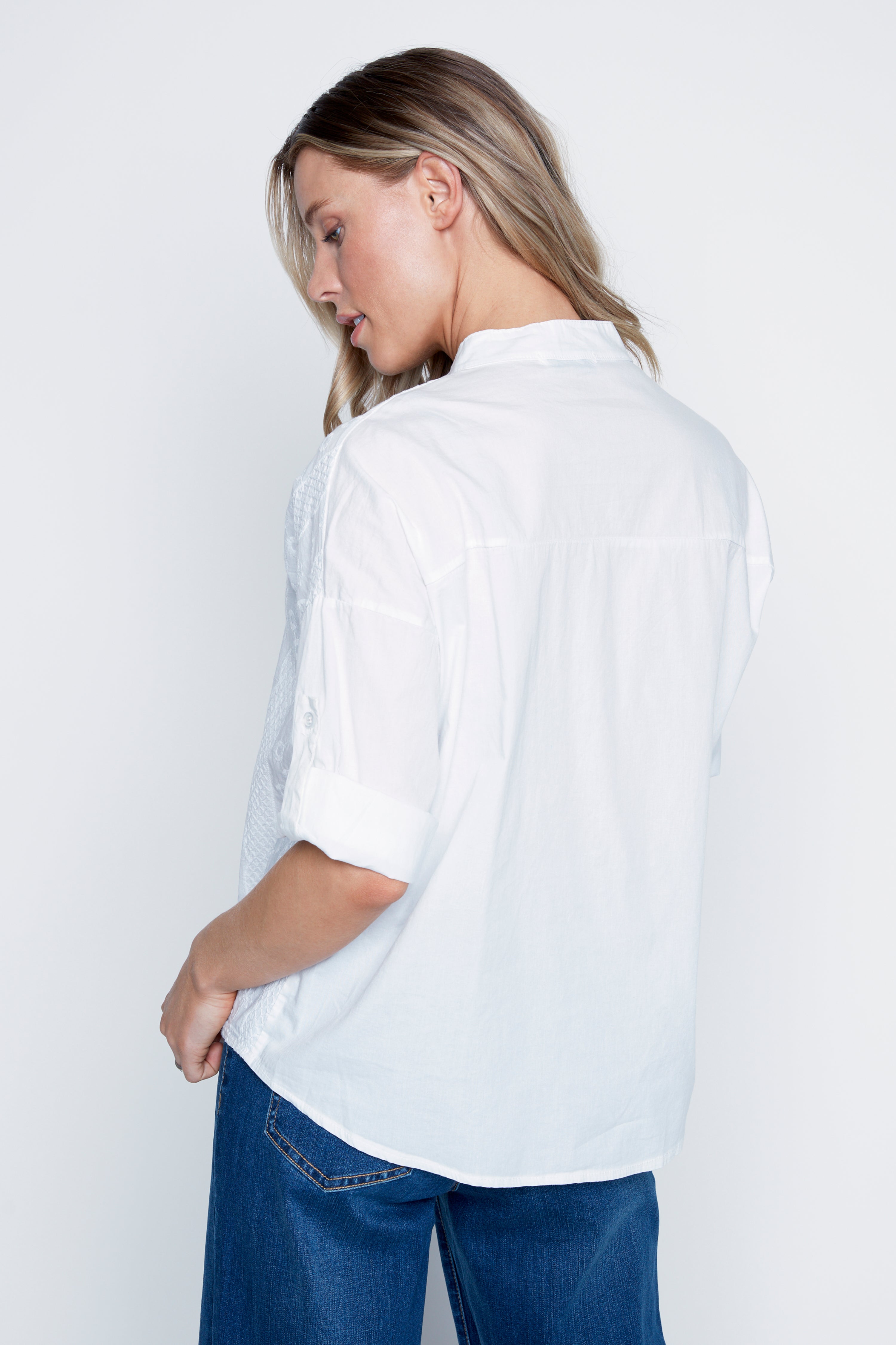 Embroidered front cotton blouse