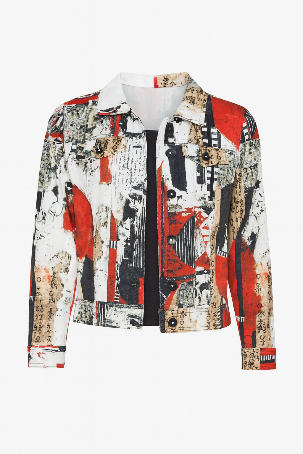 Abstract print jean style jacket