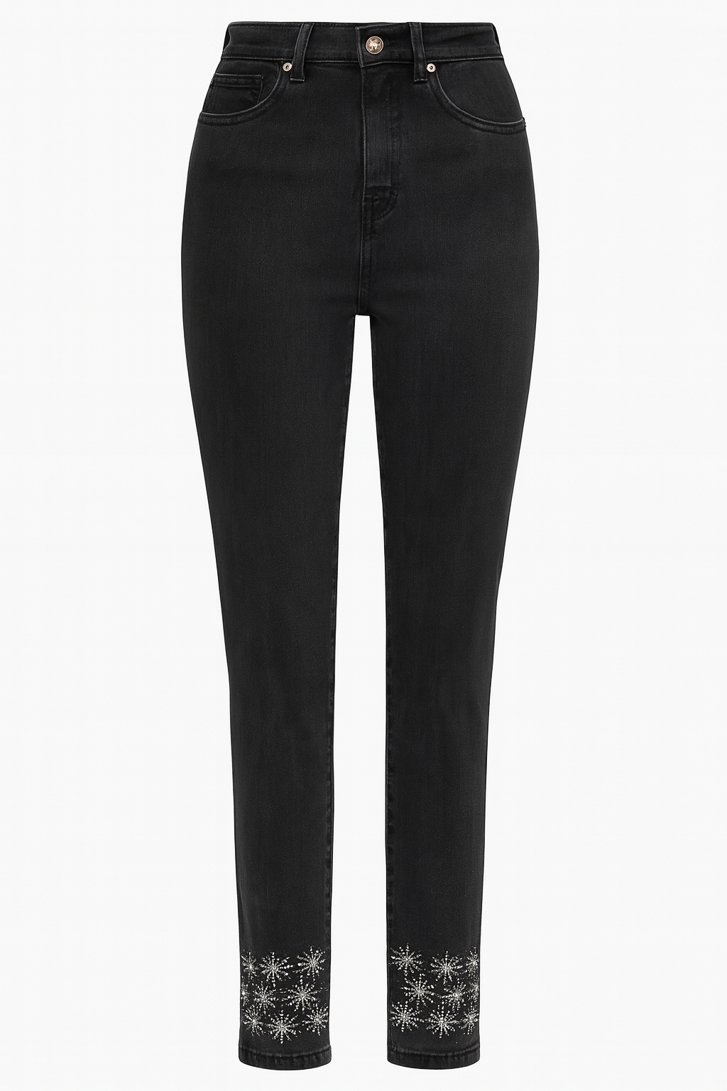 Rhinestone stars hem slim leg jean