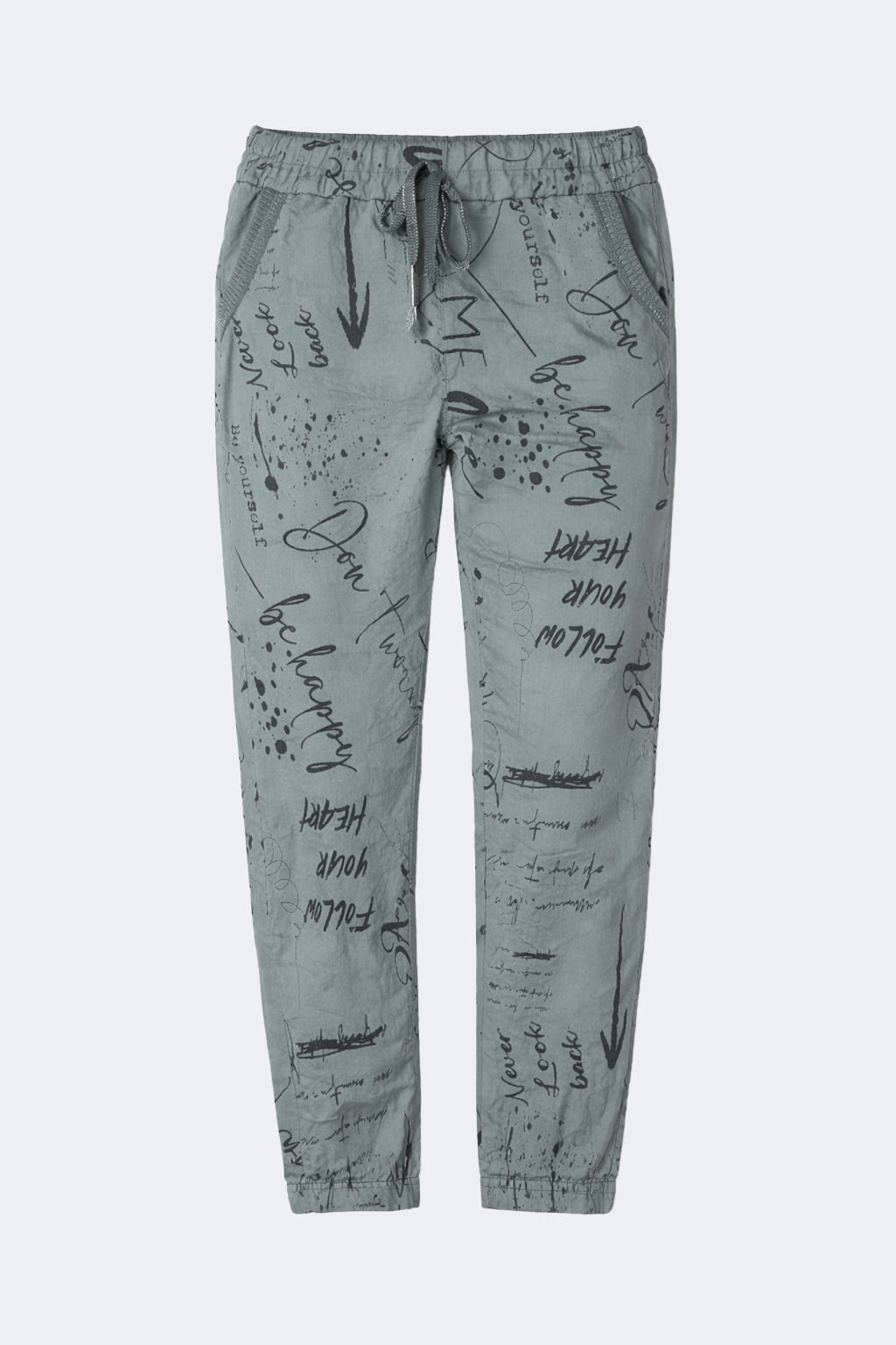 Le pantalon froissé imprimé journal