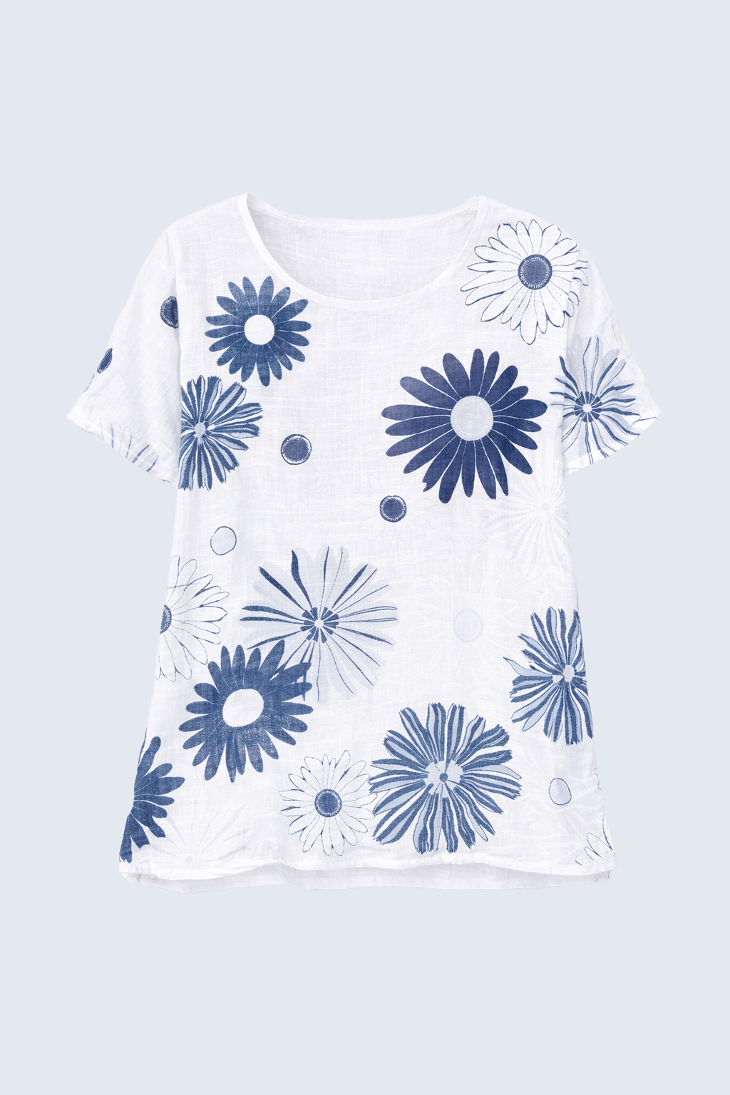 Big floral print cotton gauze top