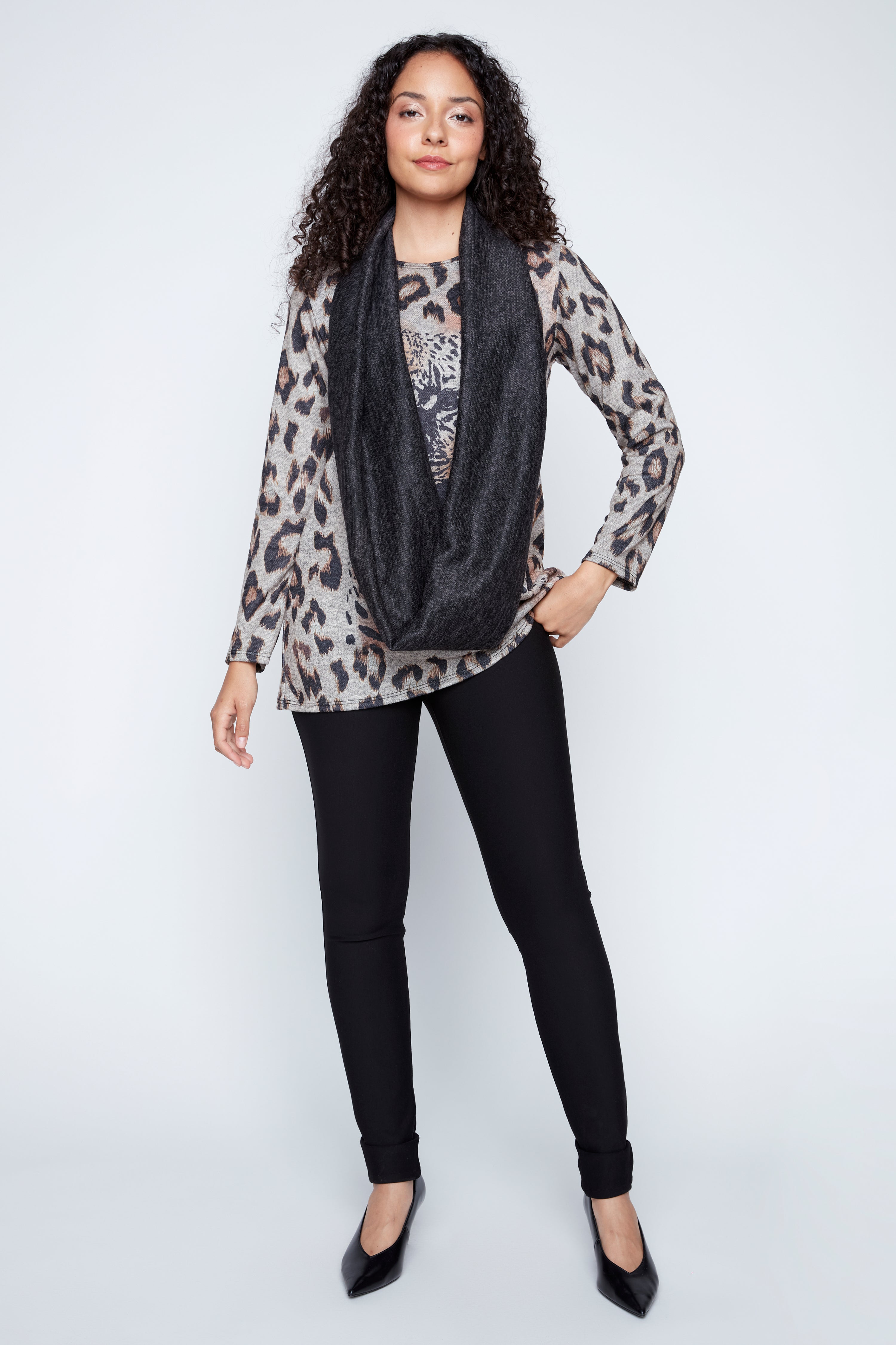 Bold animal print tunic with scarf