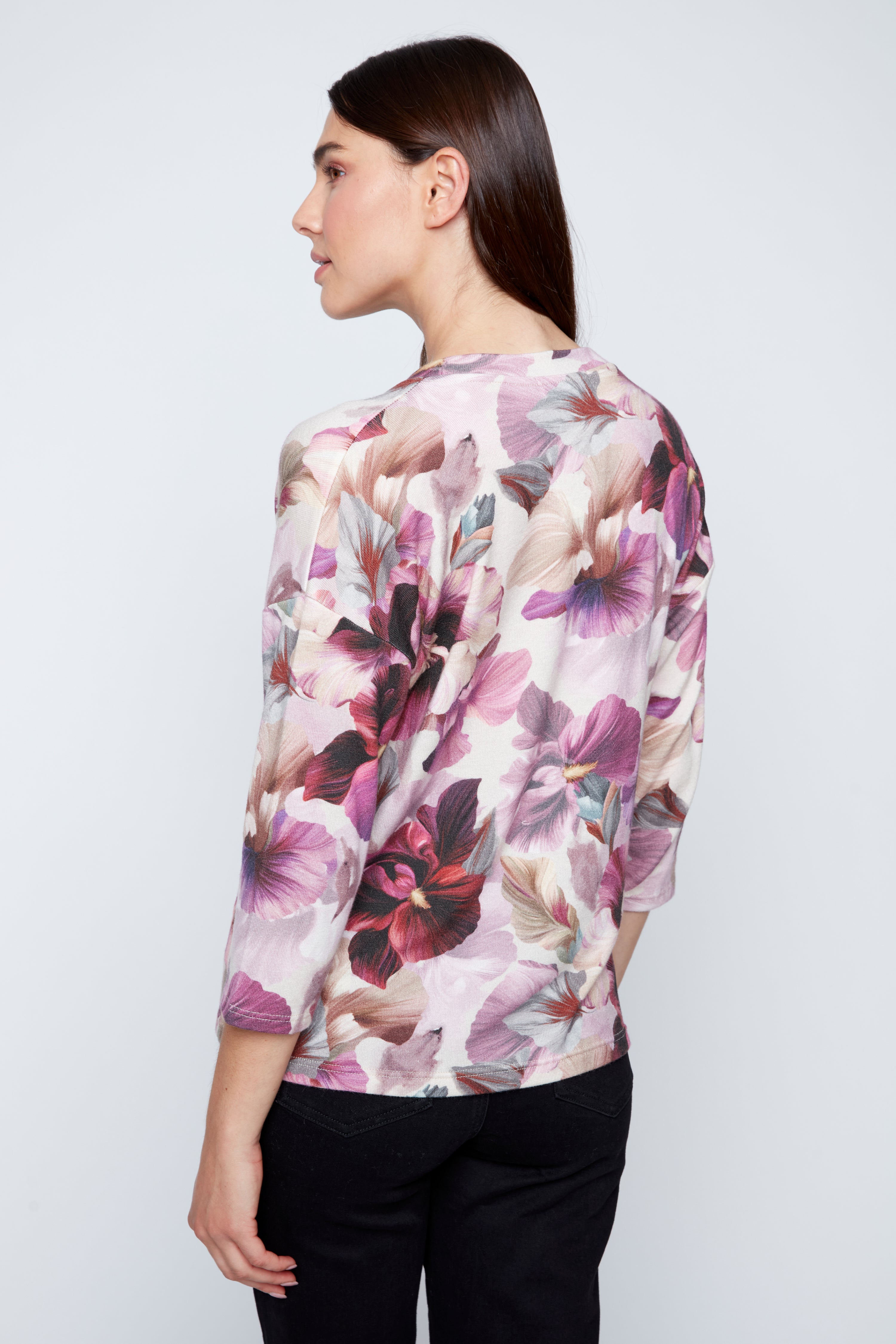Watercolor floral knit top