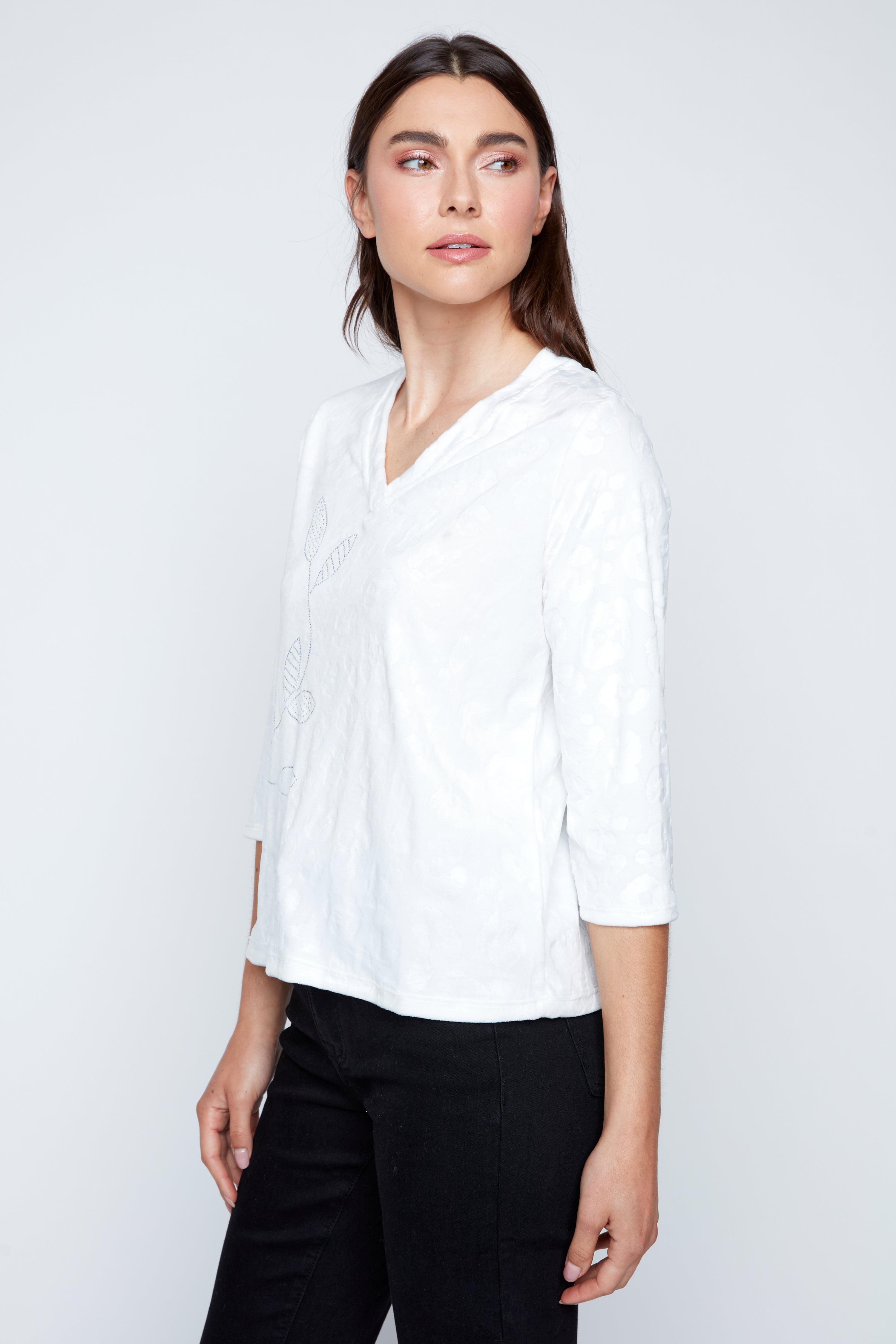 Animal embossed velvet top