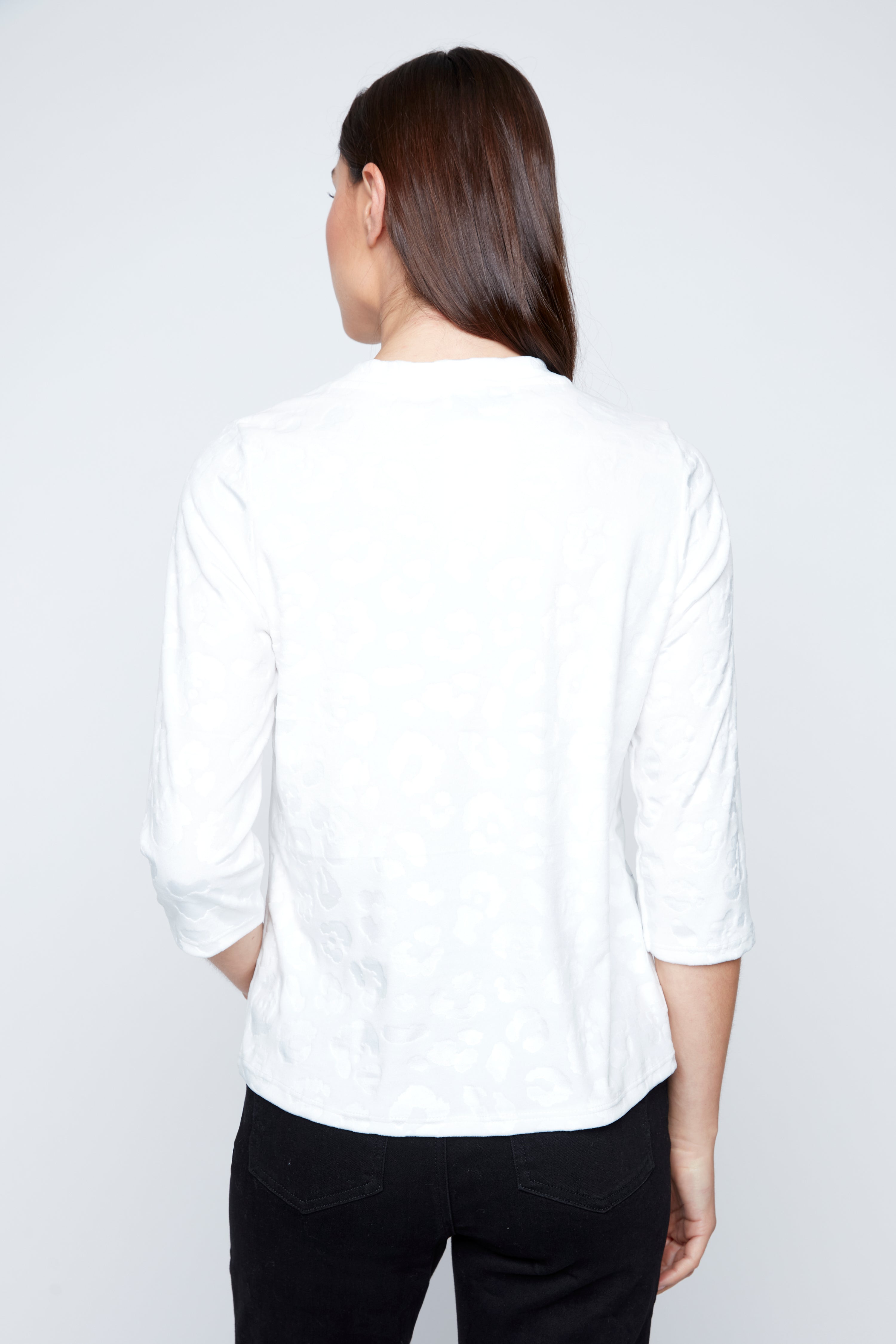 Animal embossed velvet top