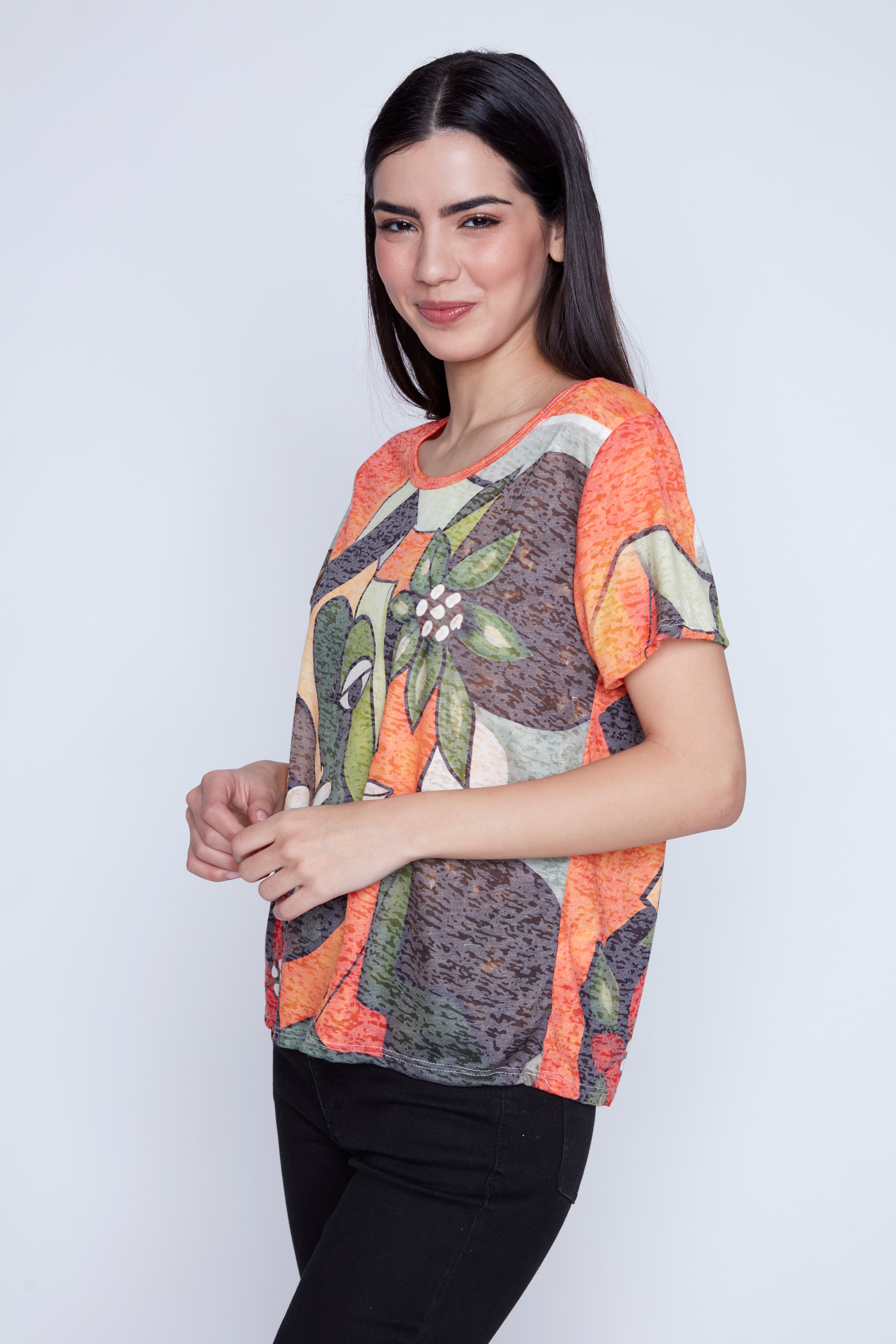 Picasso print burn out t-shirt