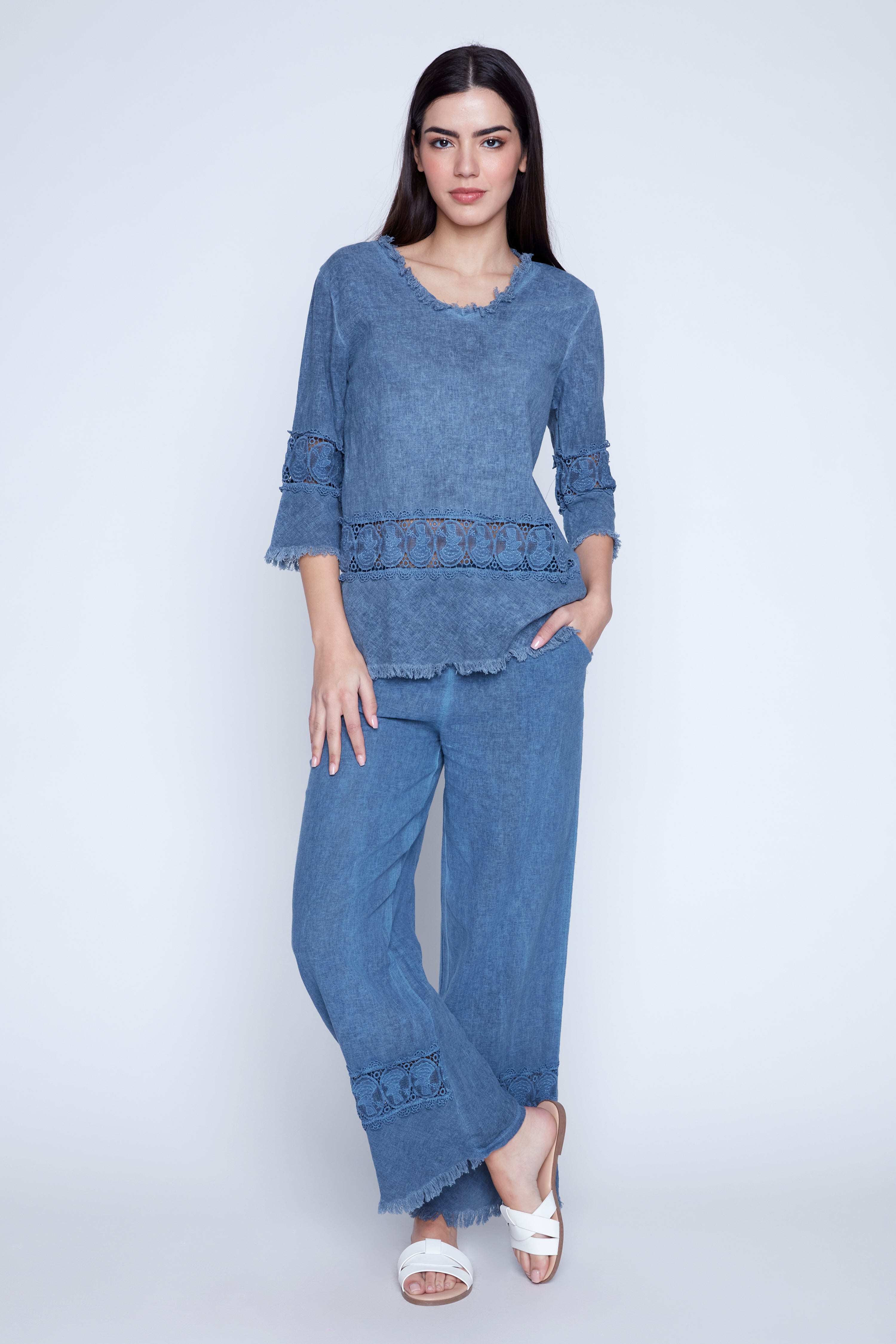 Lace and fringe trim tunic