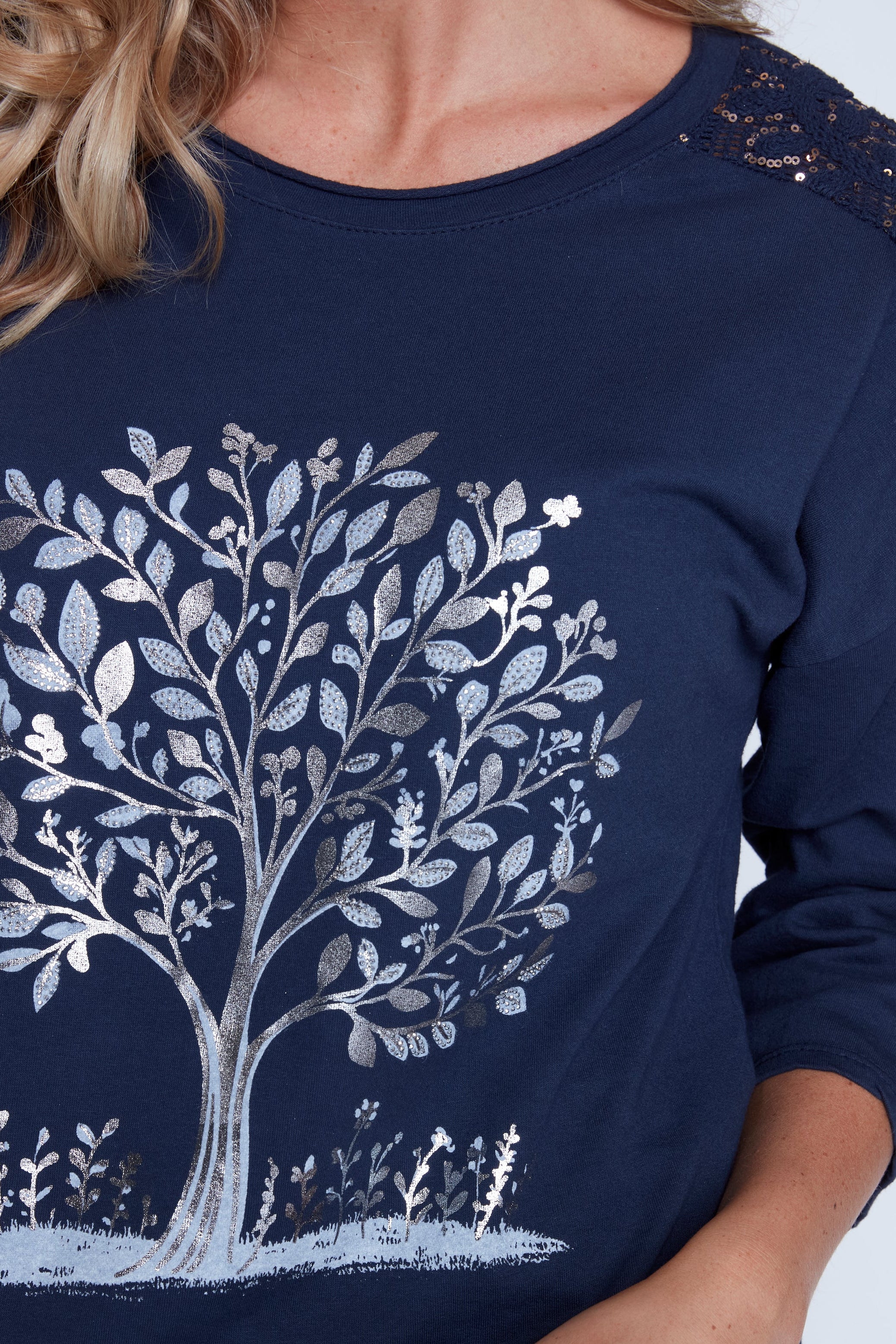 Sequin detail cotton top