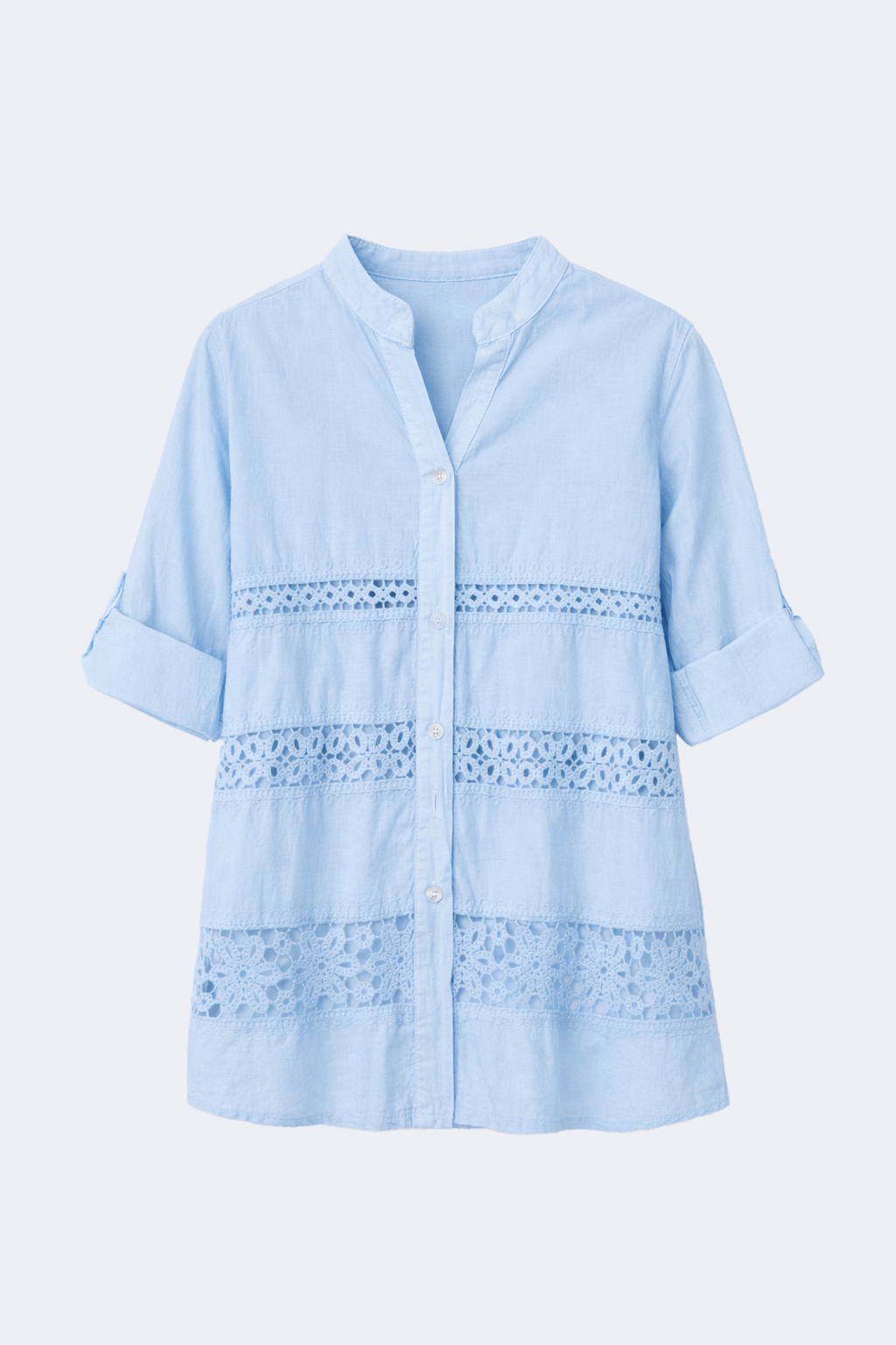 Crochet insert cotton blouse