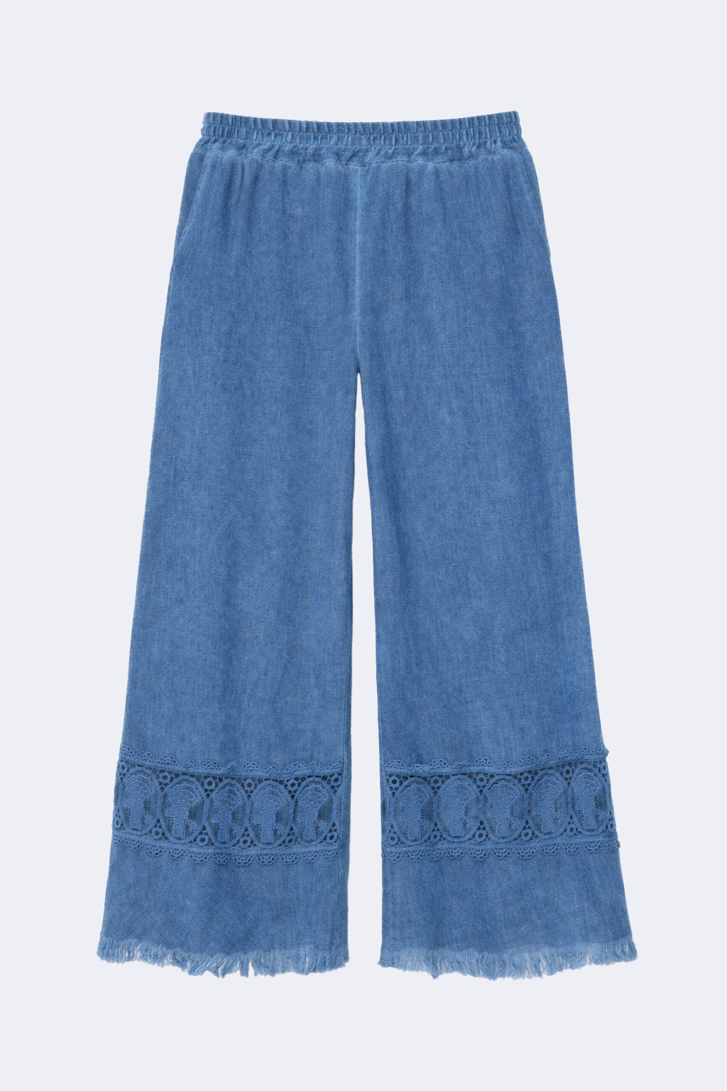 Lace trim wide leg pant