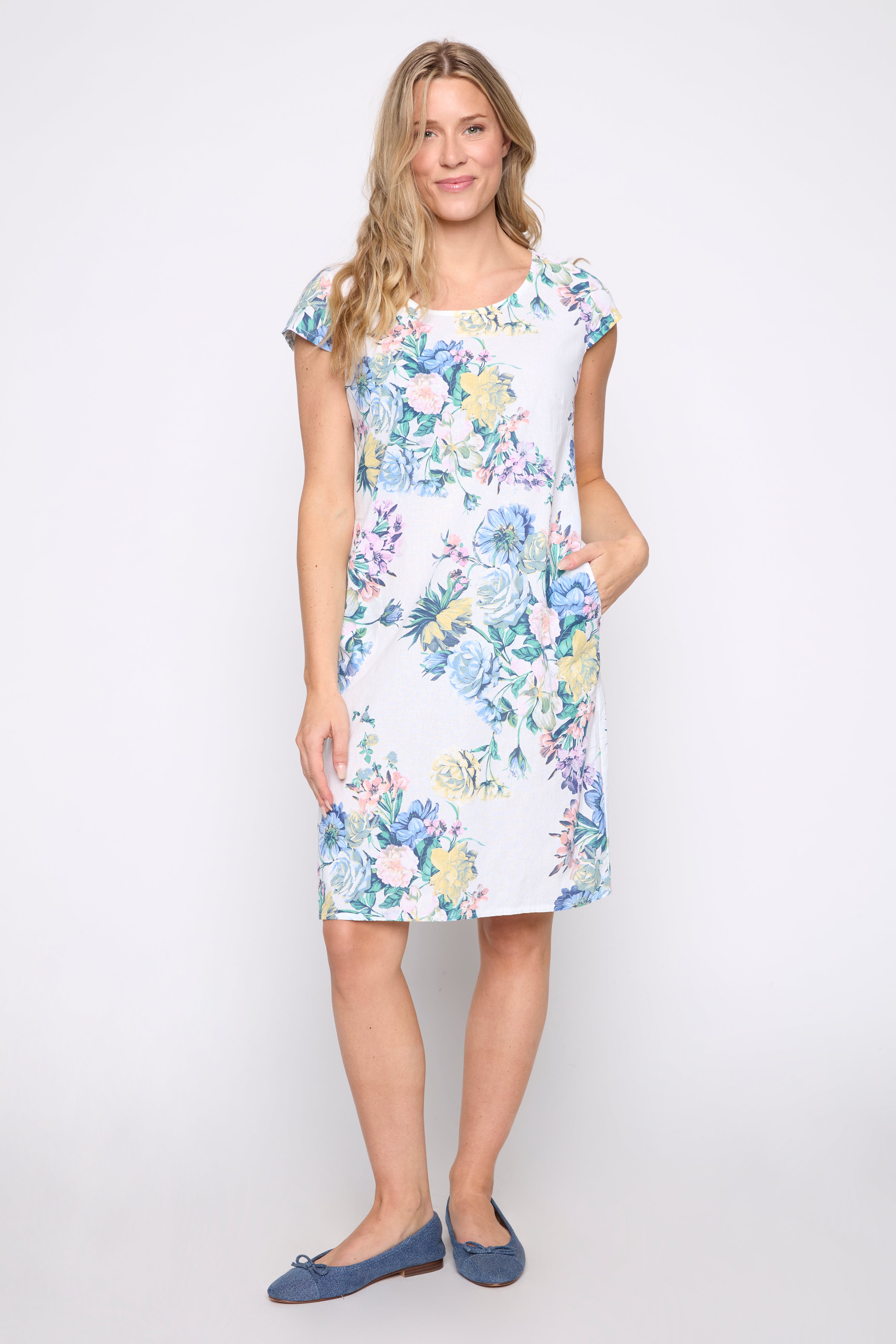 Floral print cotton blend dress