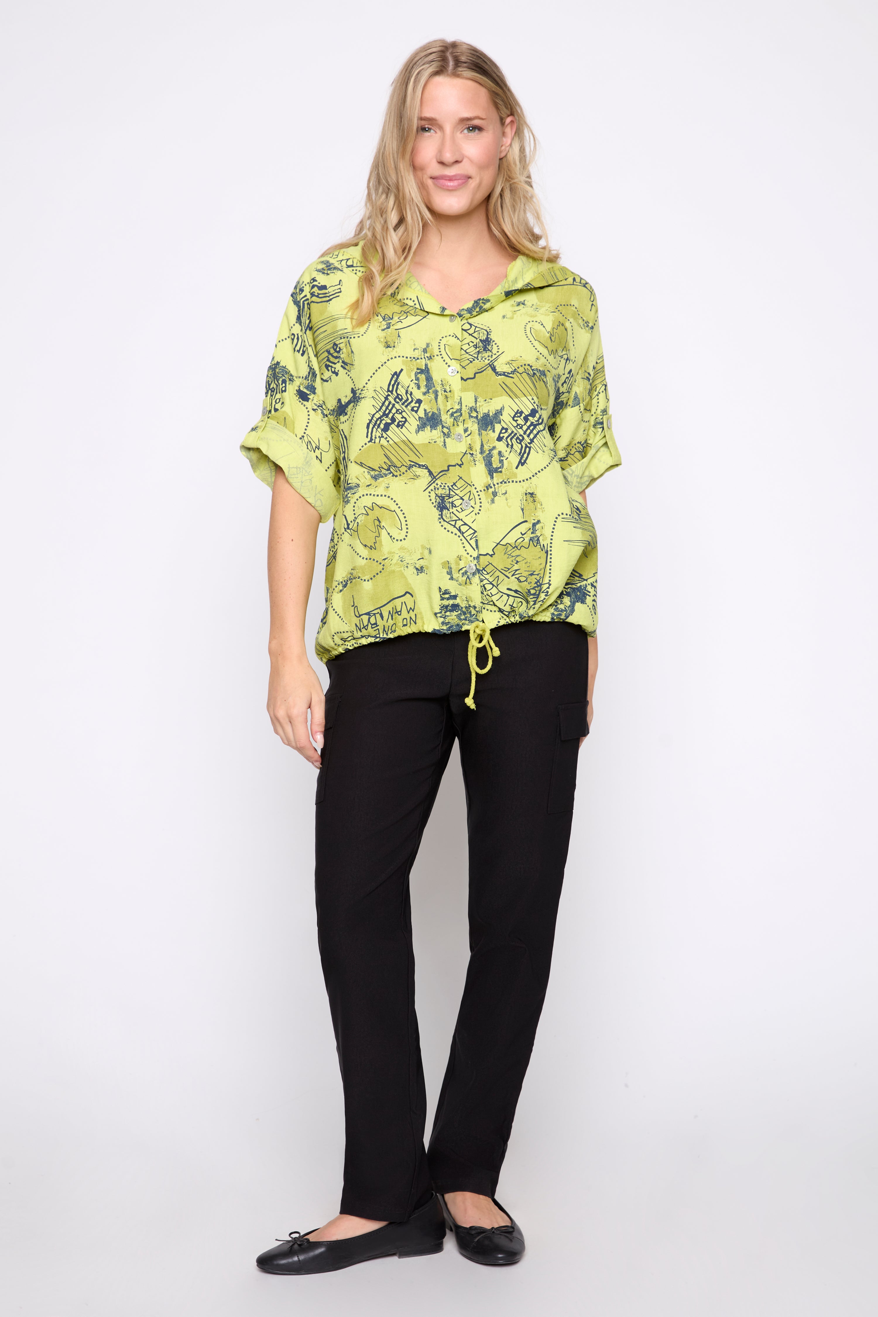 Graffiti print hoodie blouse