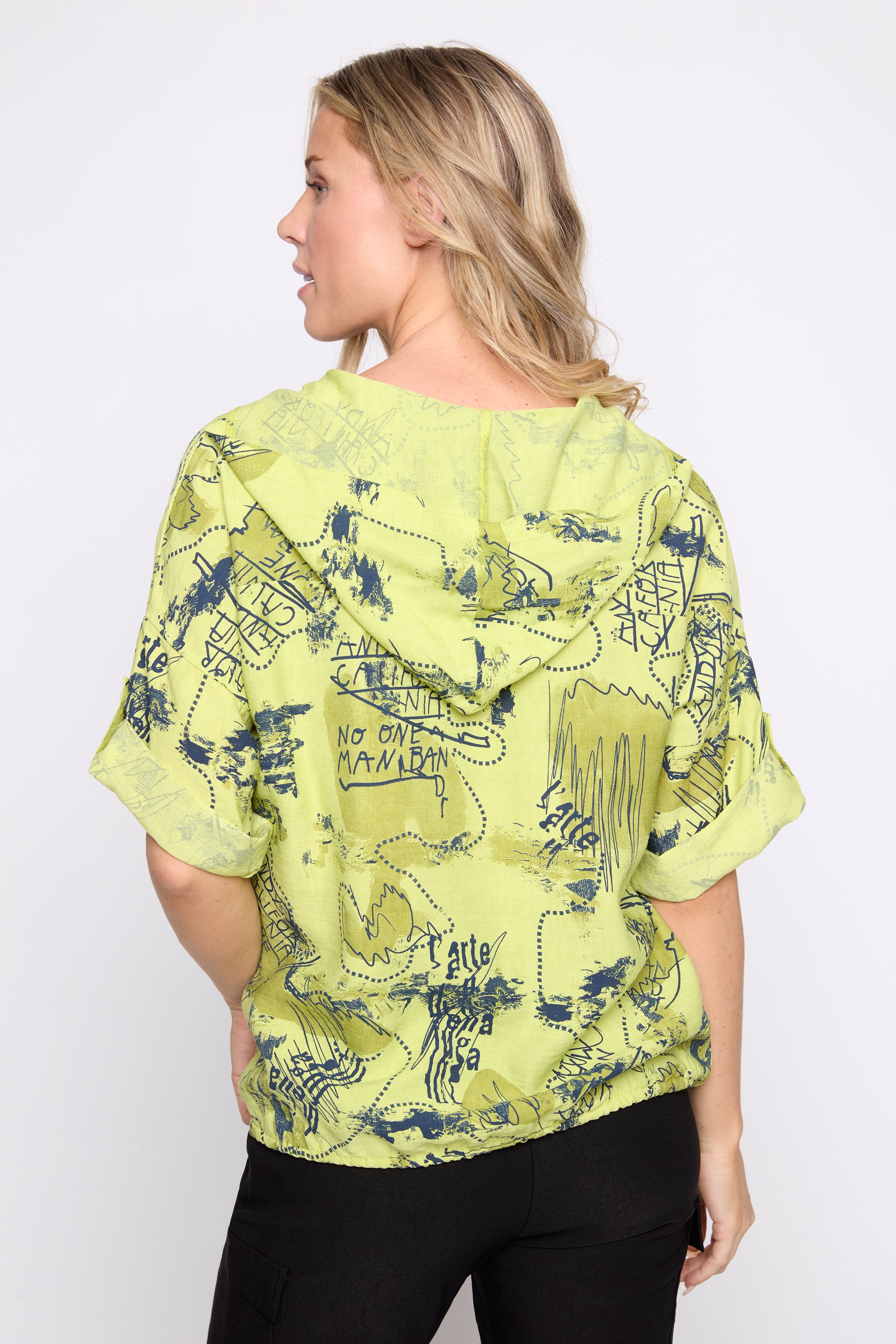 Graffiti print hoodie blouse