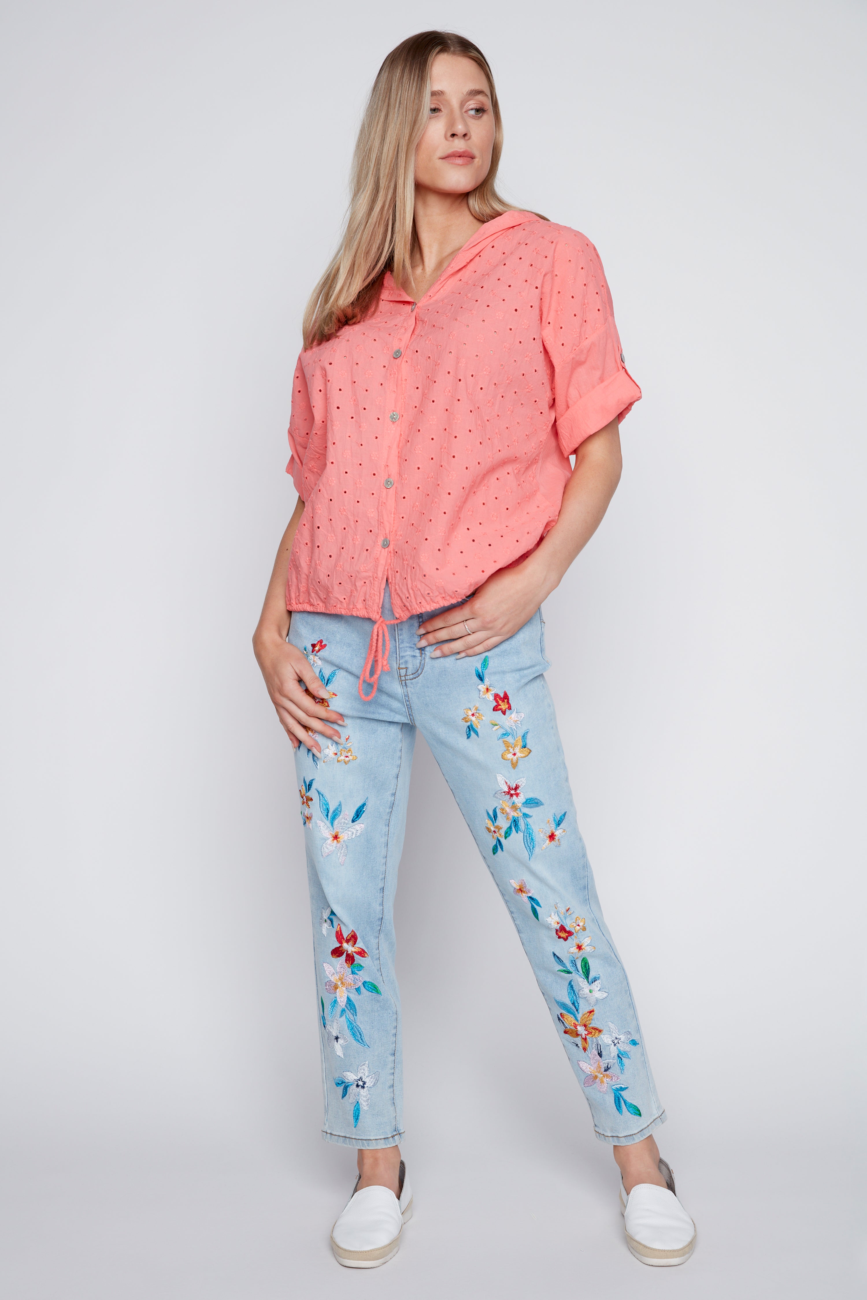 Cotton eyelet blouse