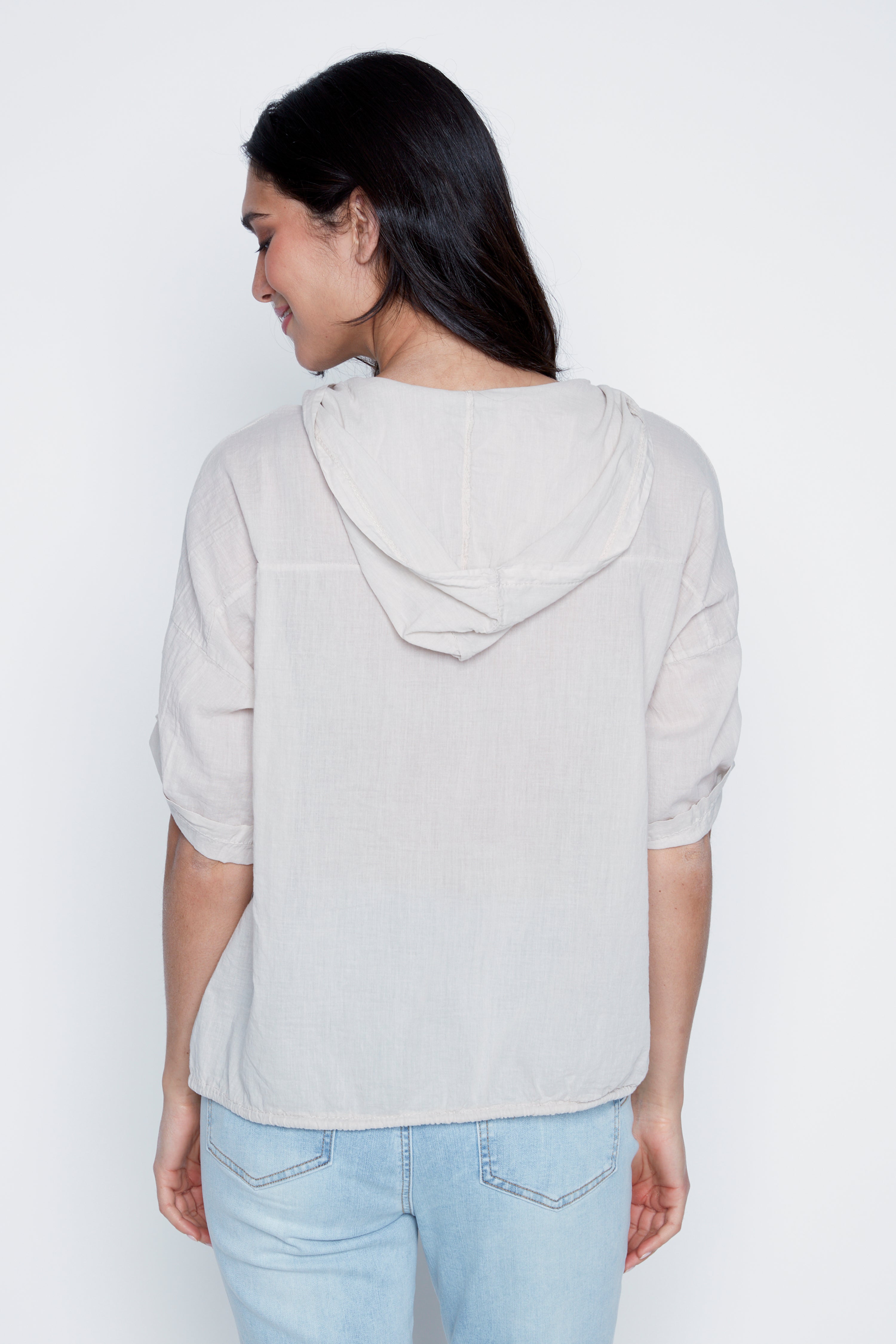 Embroidered leaf cotton blouse