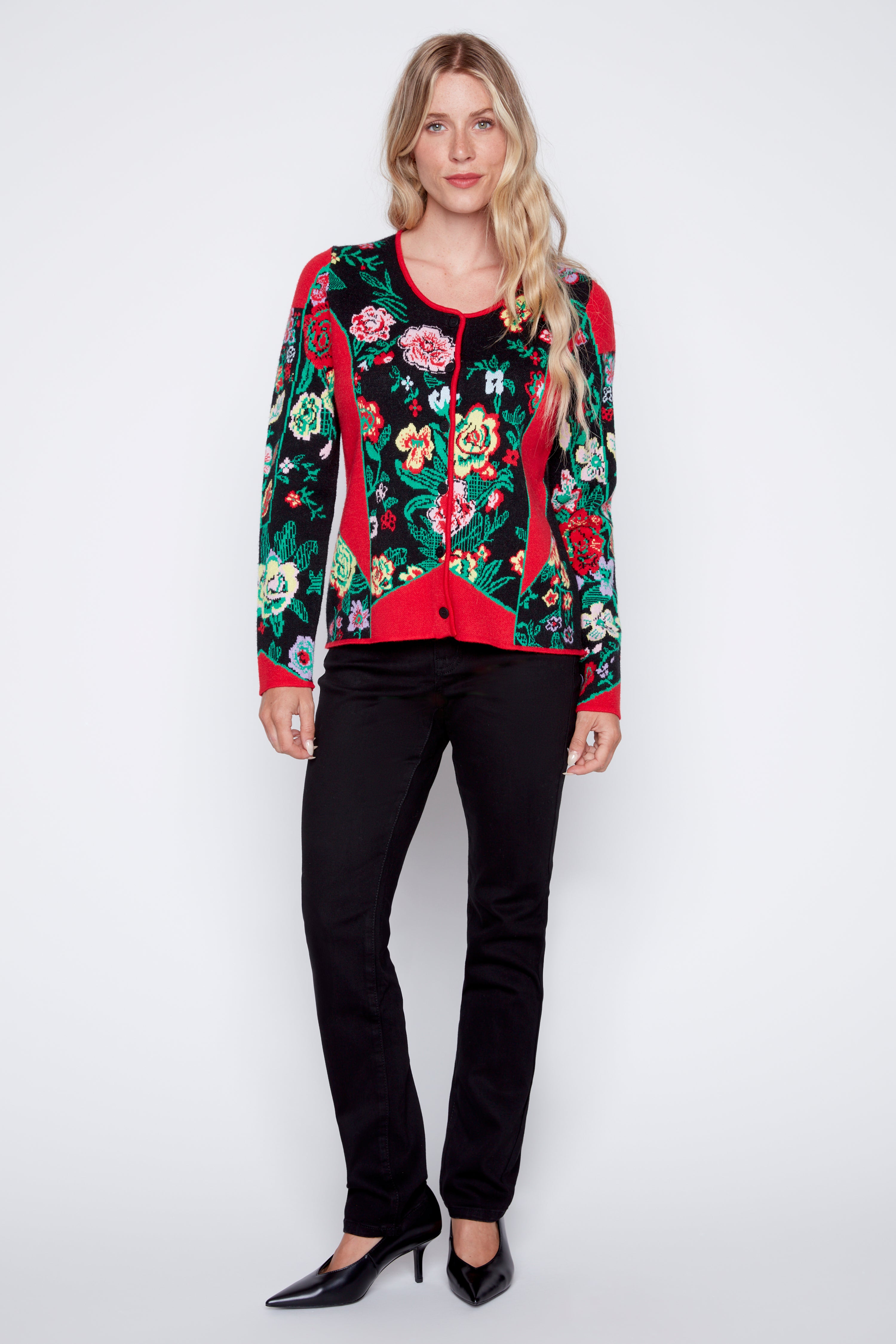 Floral design cardigan