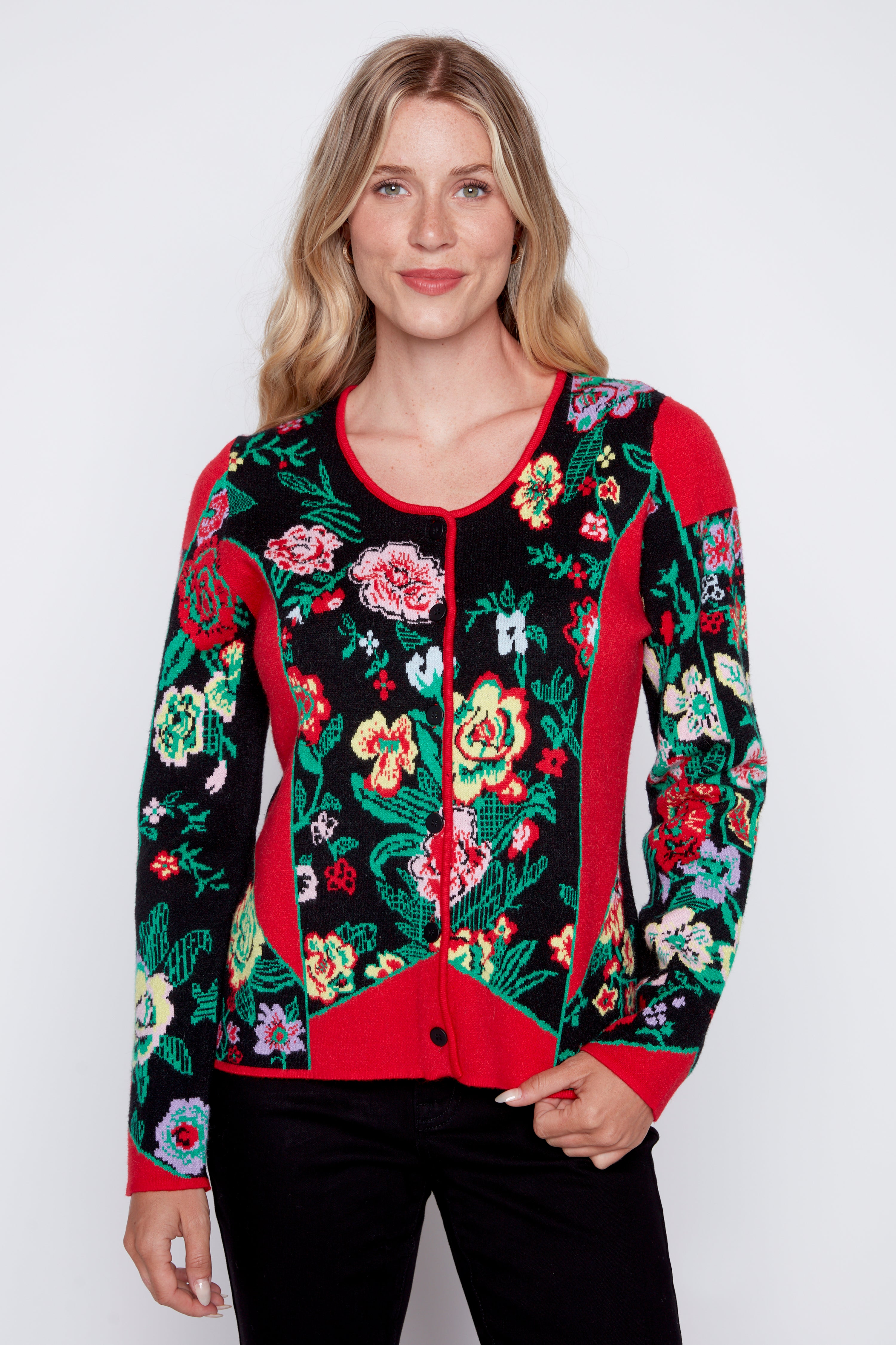 Floral design cardigan