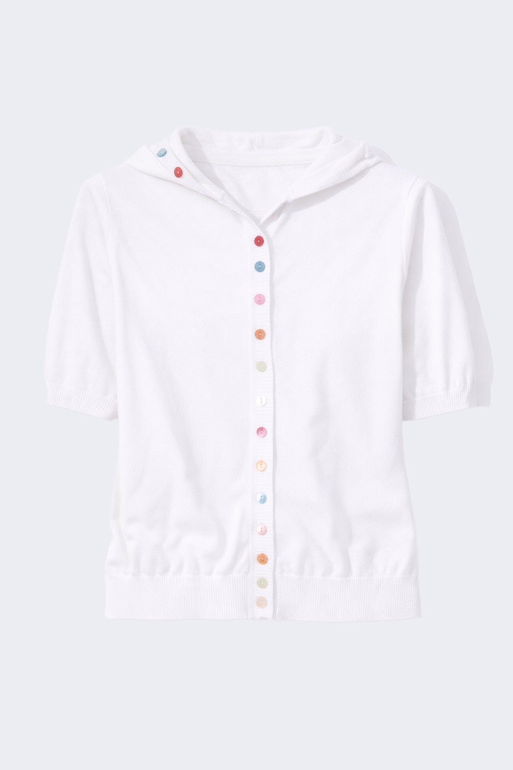 Hoodie with multi colored buttons