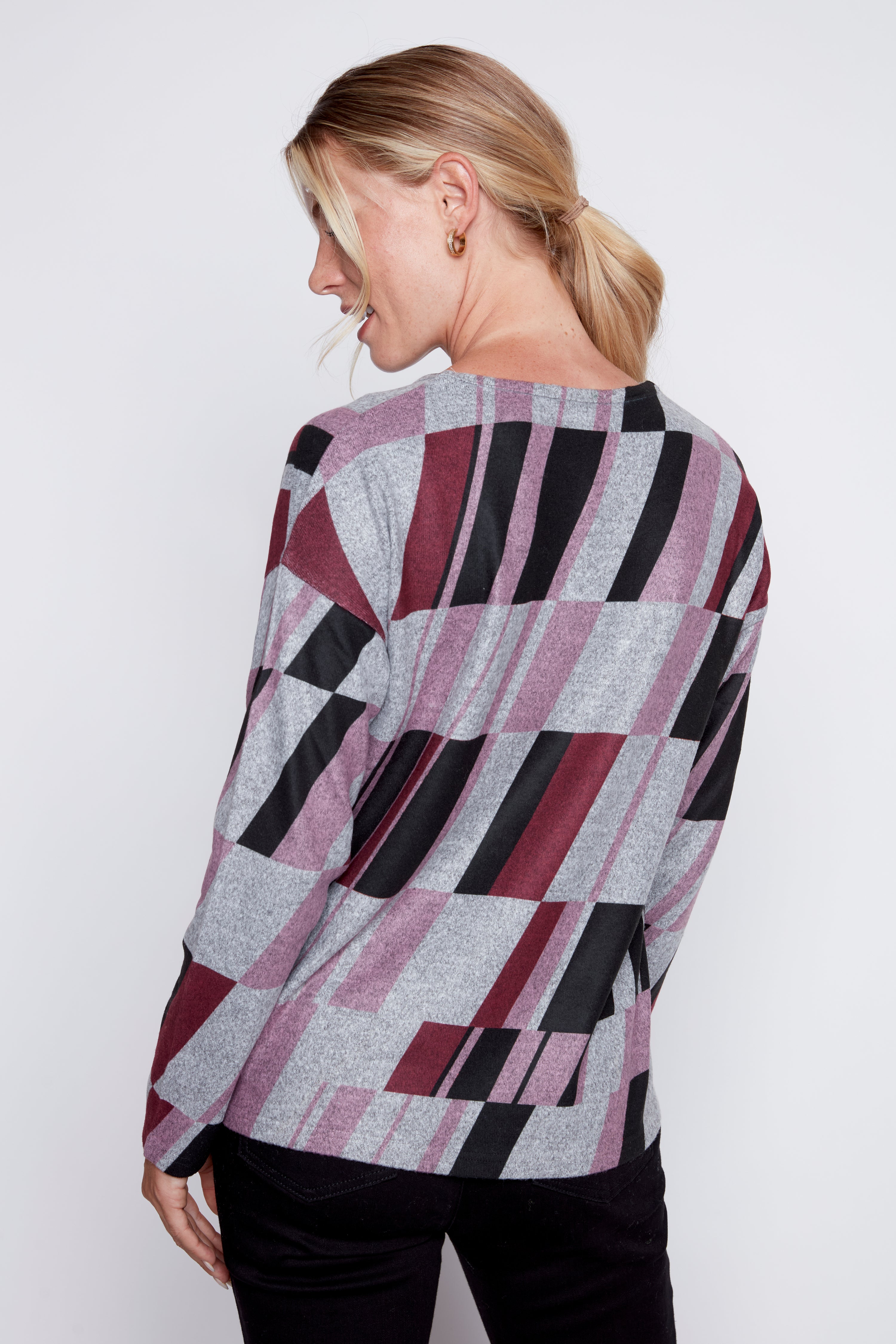 Abstract print knit top