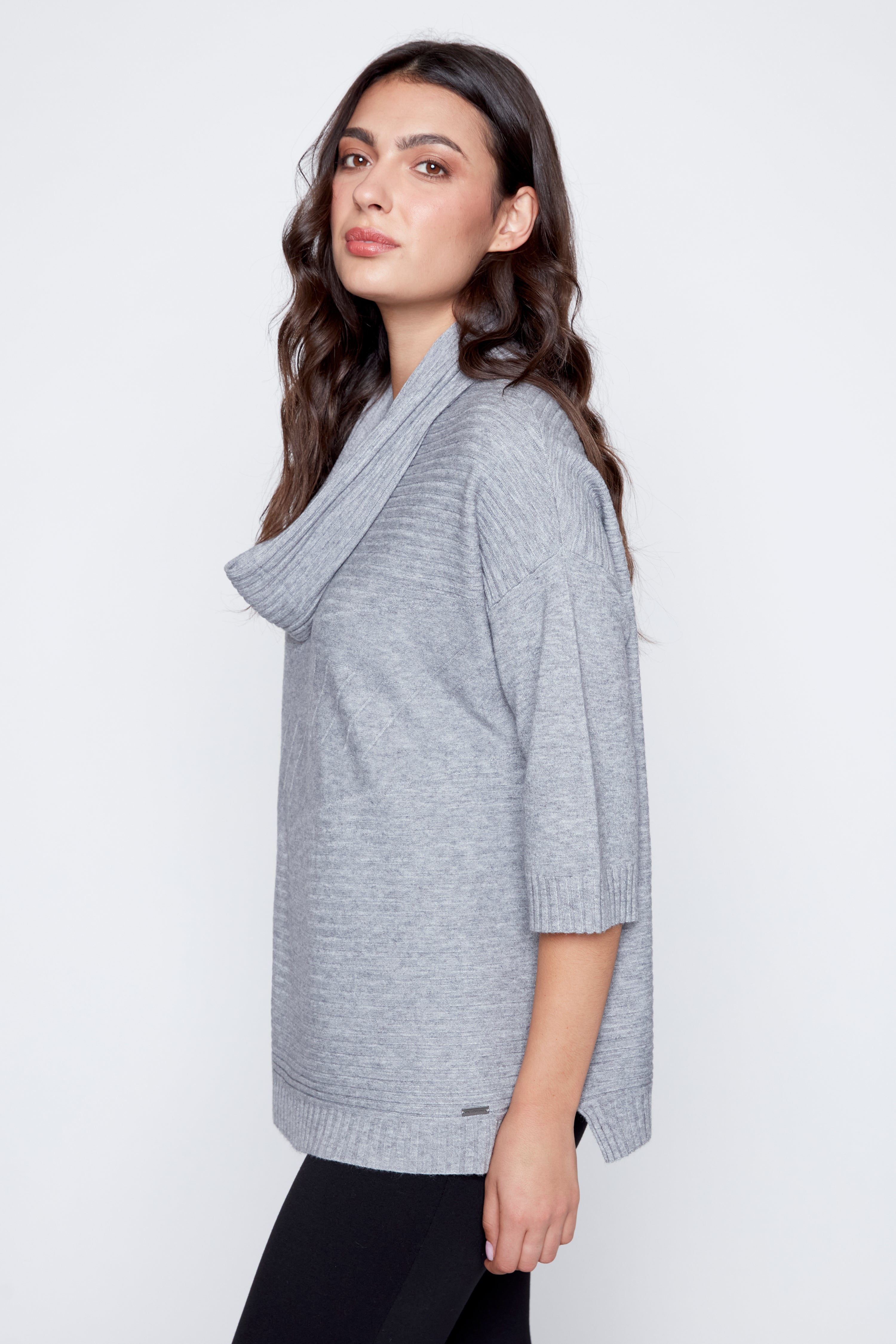 Stripe sweater with detachable scarf