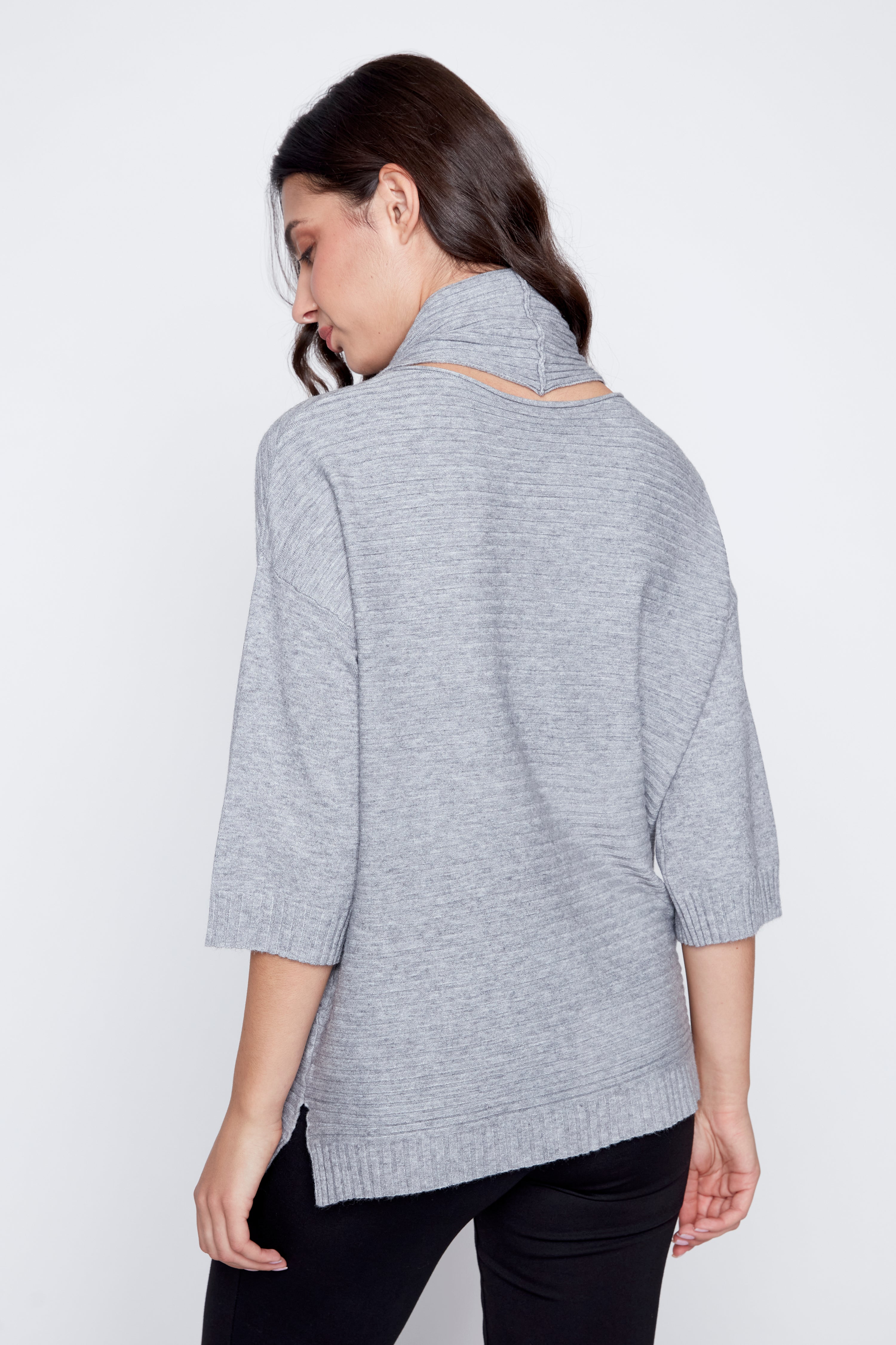 Stripe sweater with detachable scarf