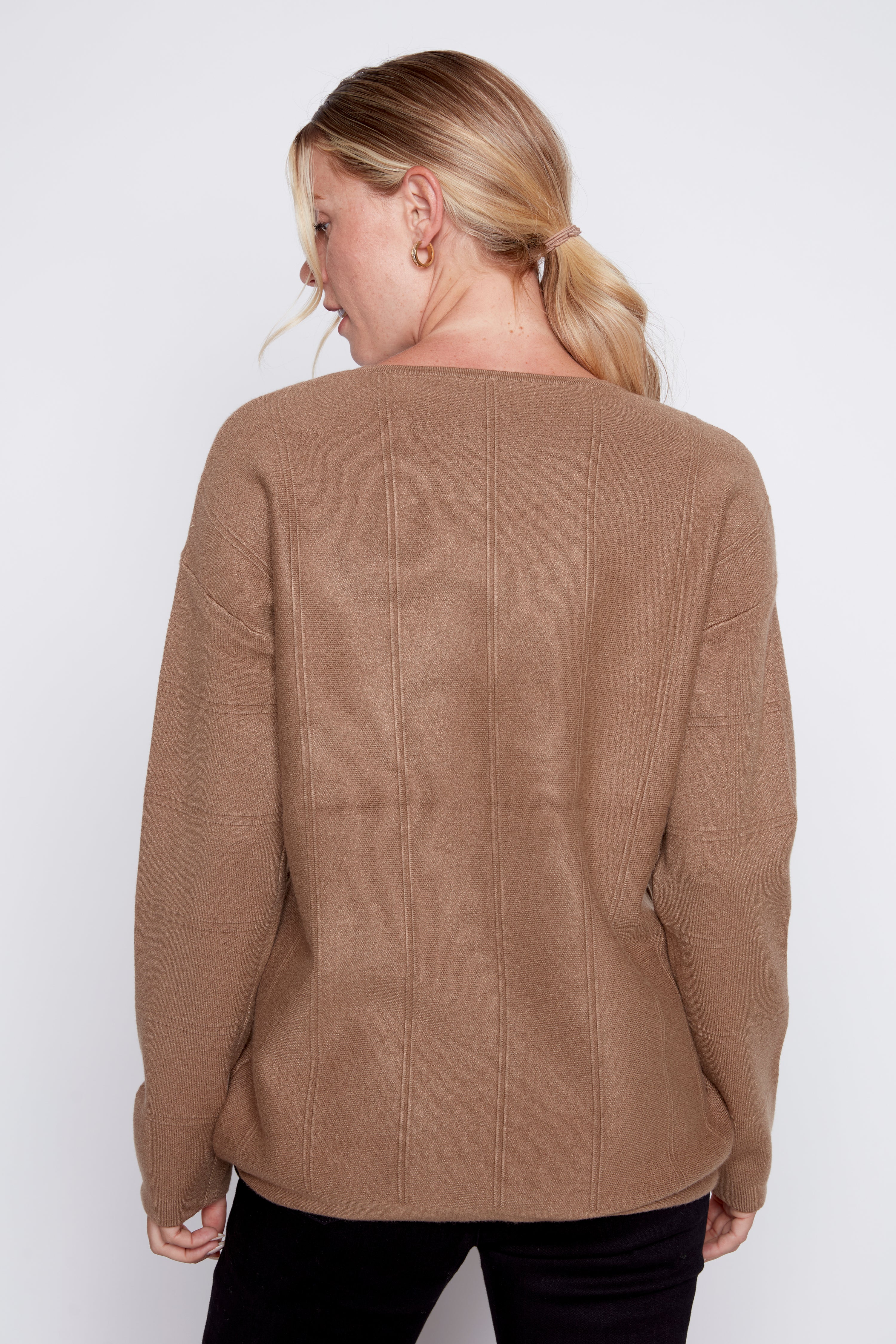 Rhinestone detail sweater with drawstring hem