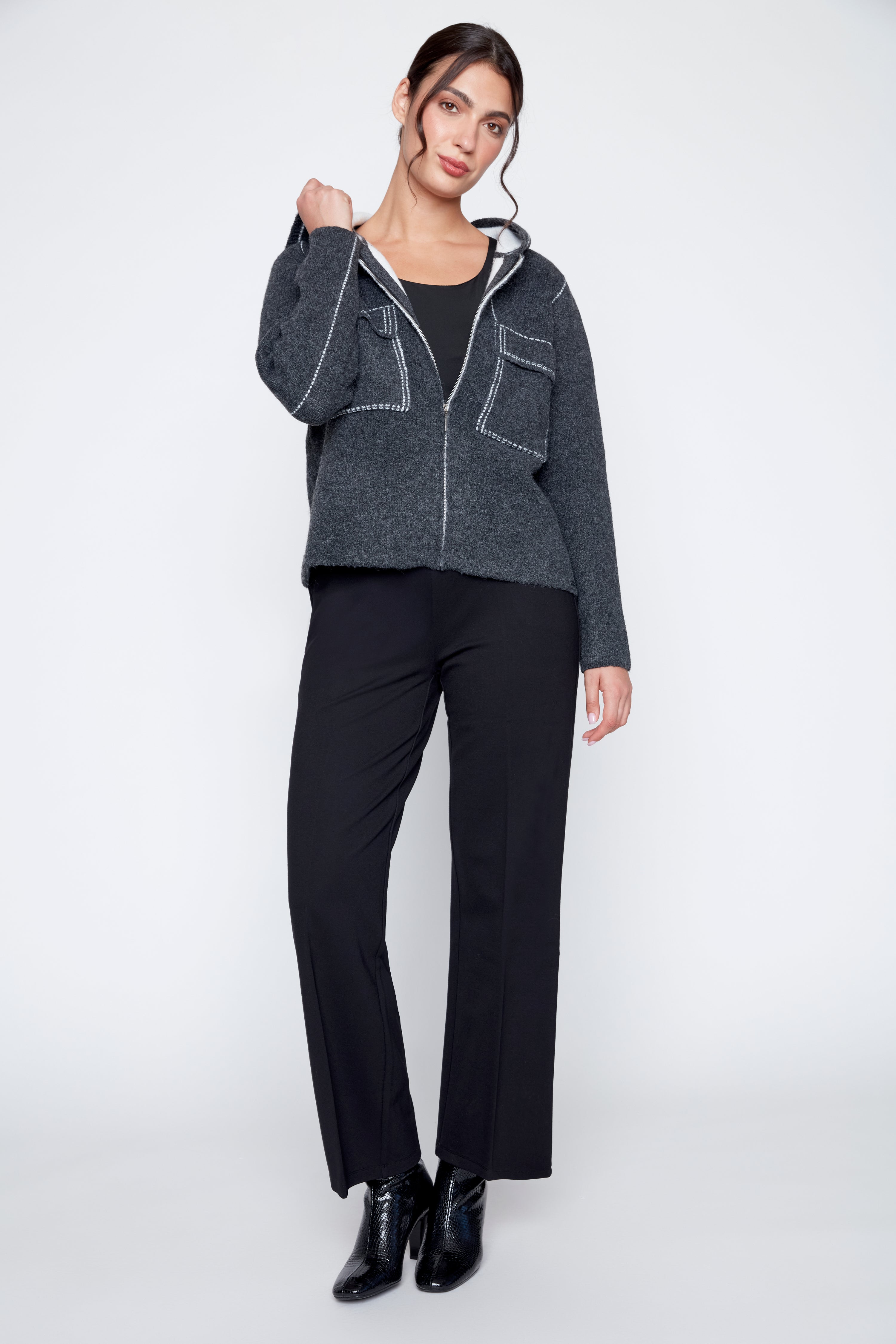 Contrast stitch wool blend jacket