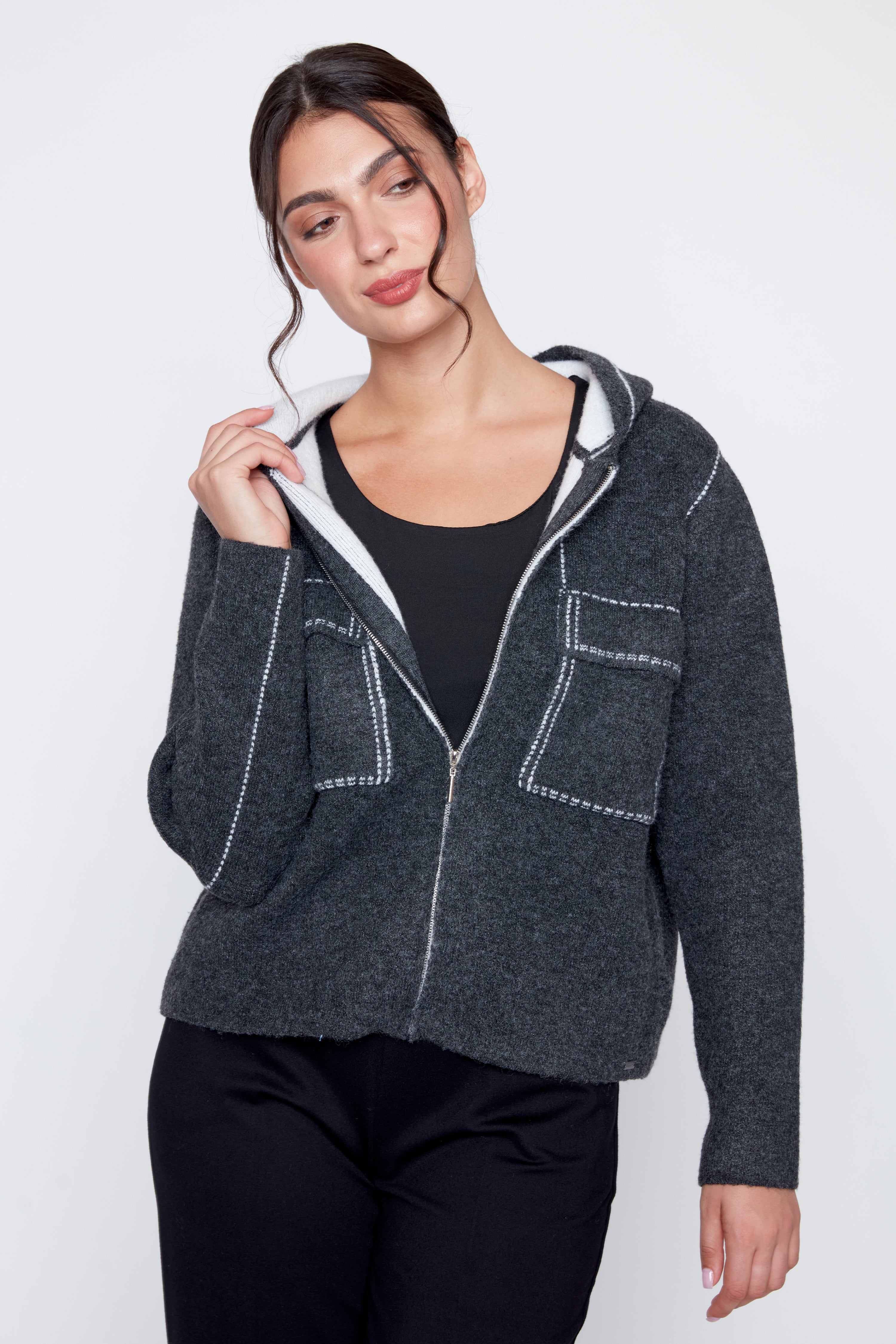 Contrast stitch wool blend jacket