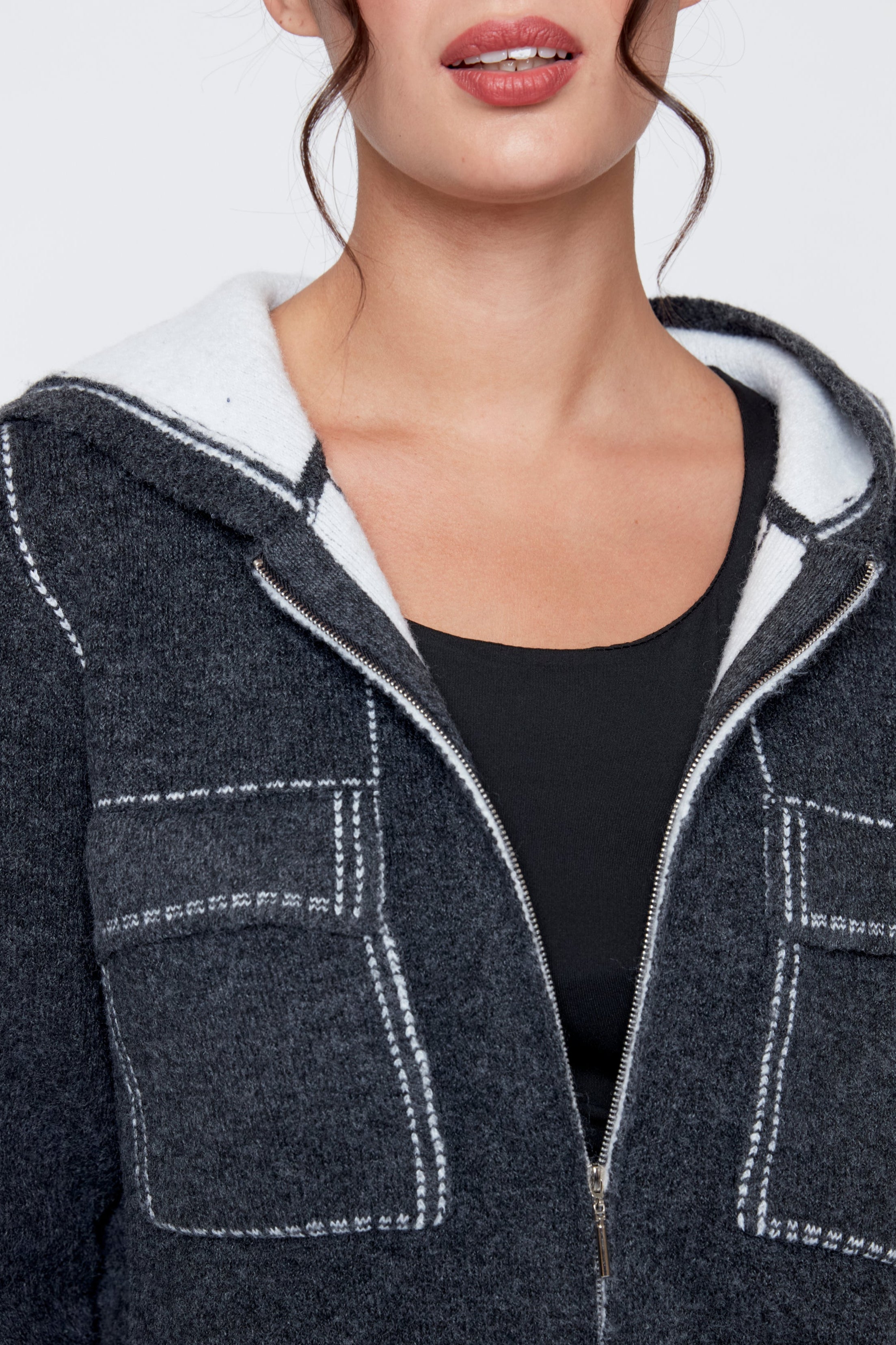 Contrast stitch wool blend jacket