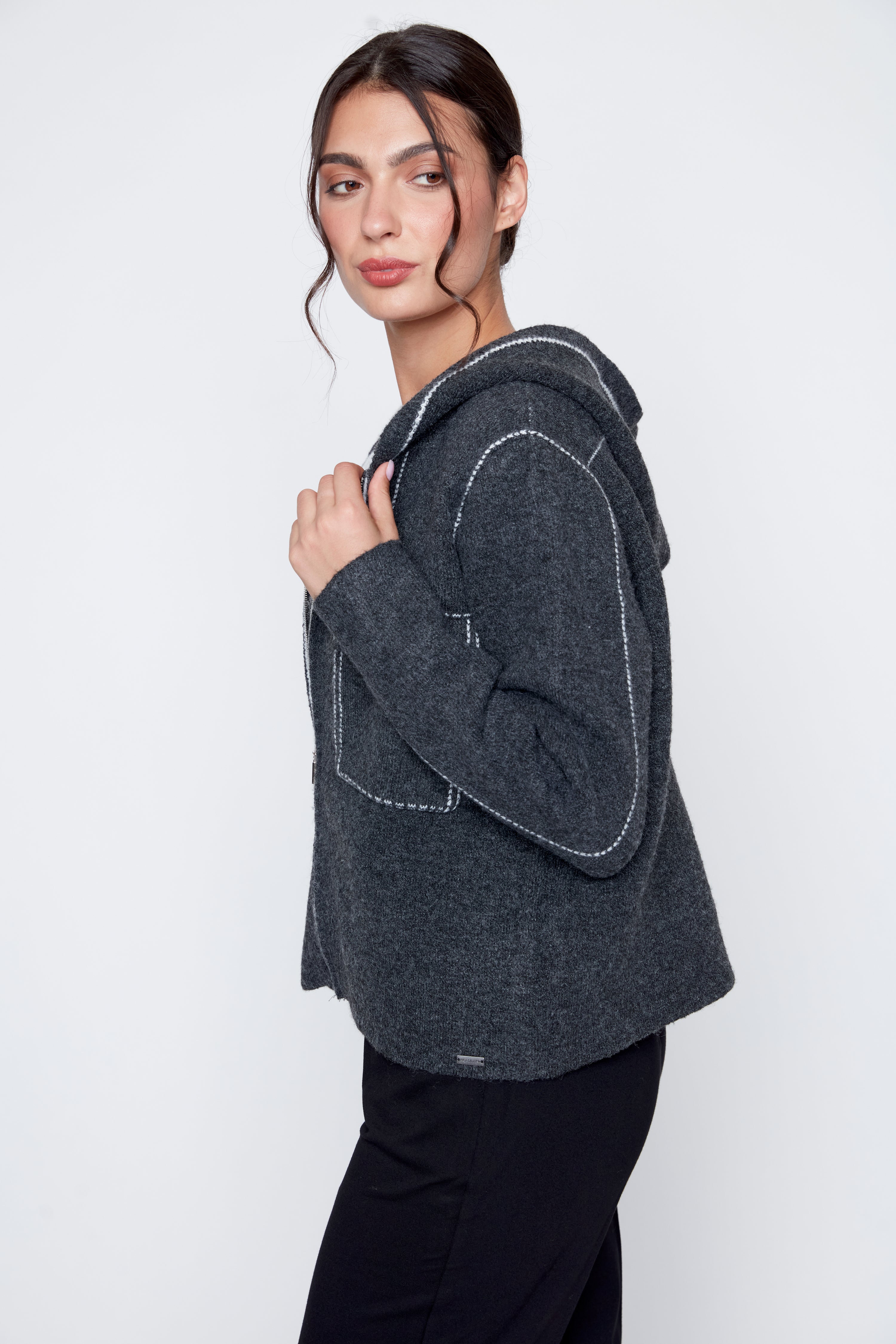 Contrast stitch wool blend jacket