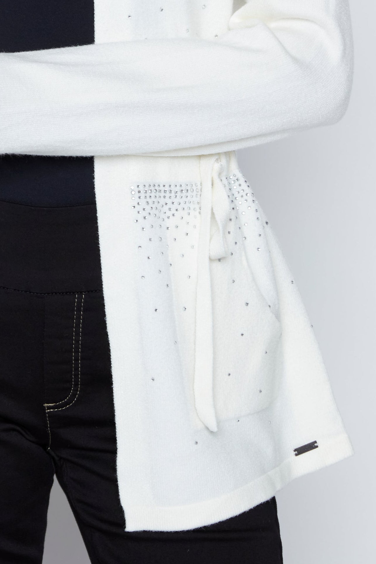 Embellished cardigan with drawstring waist