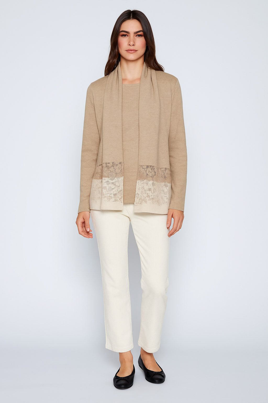 Animal border sweater with scarf