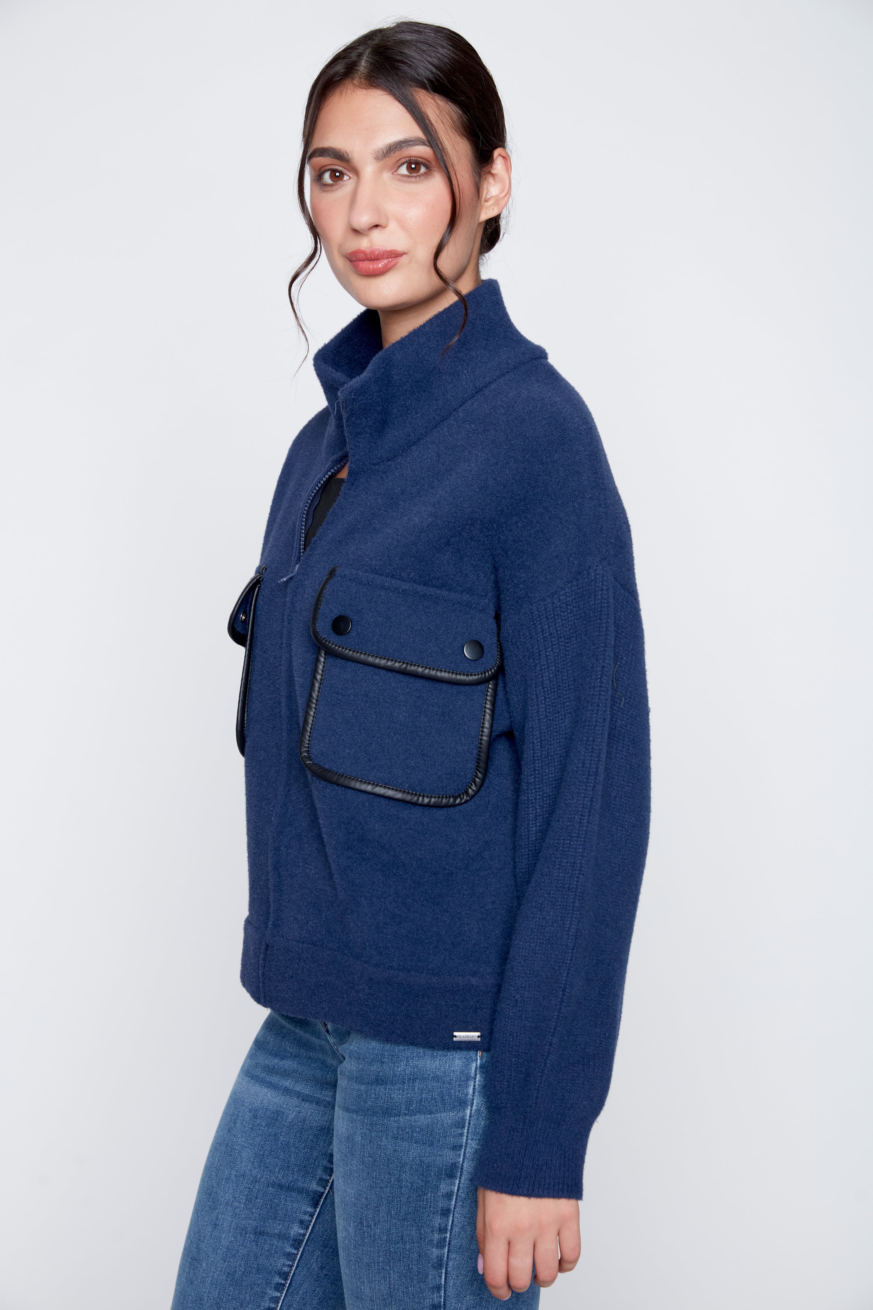 Patch pocket knit jacket
