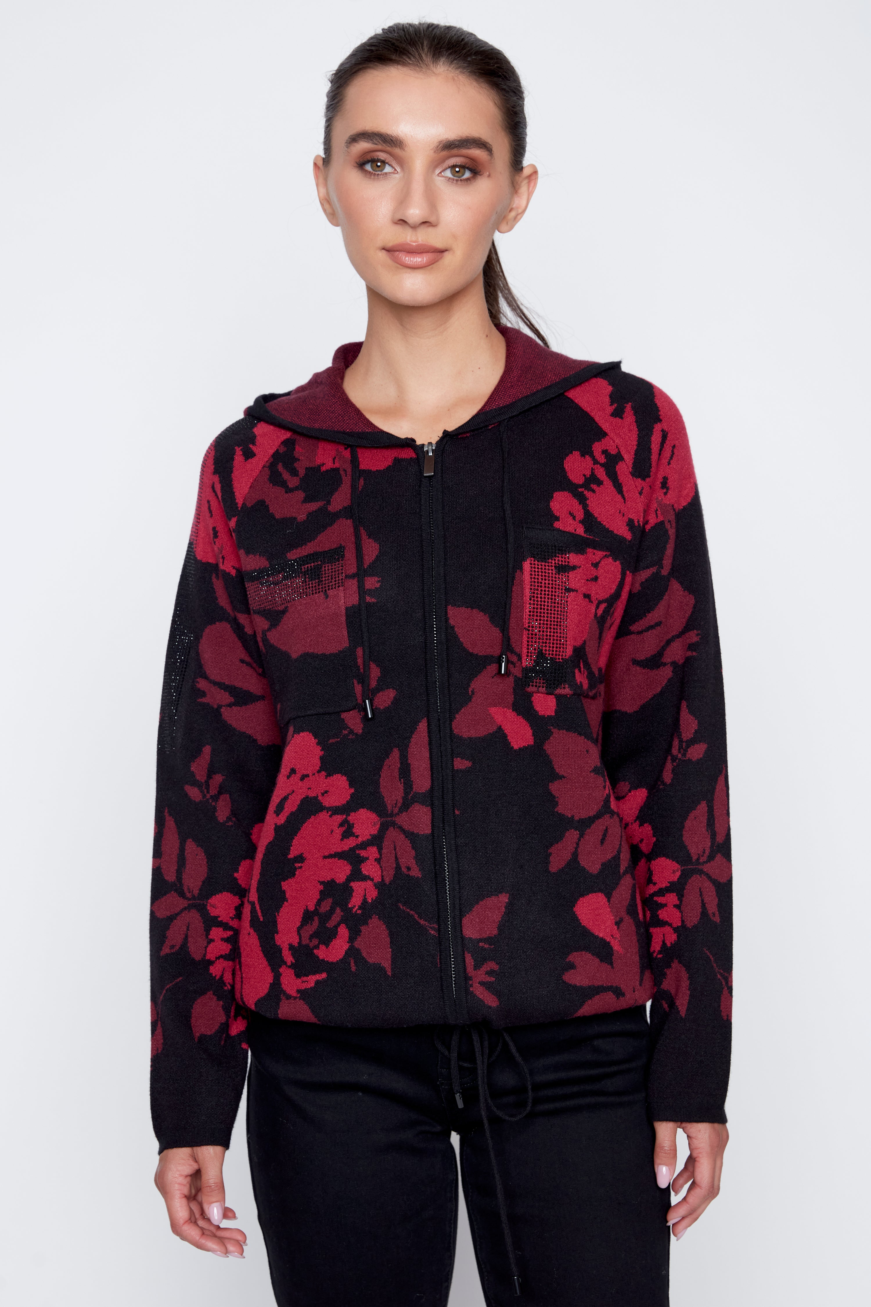 Floral hoodie cardigan