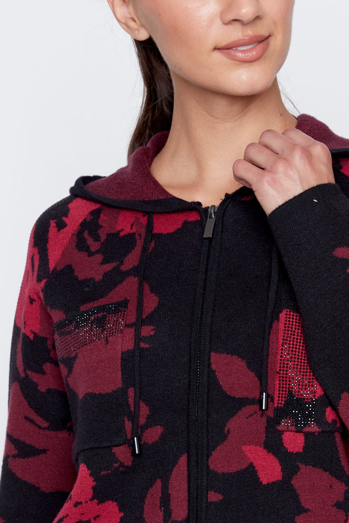 Floral hoodie cardigan