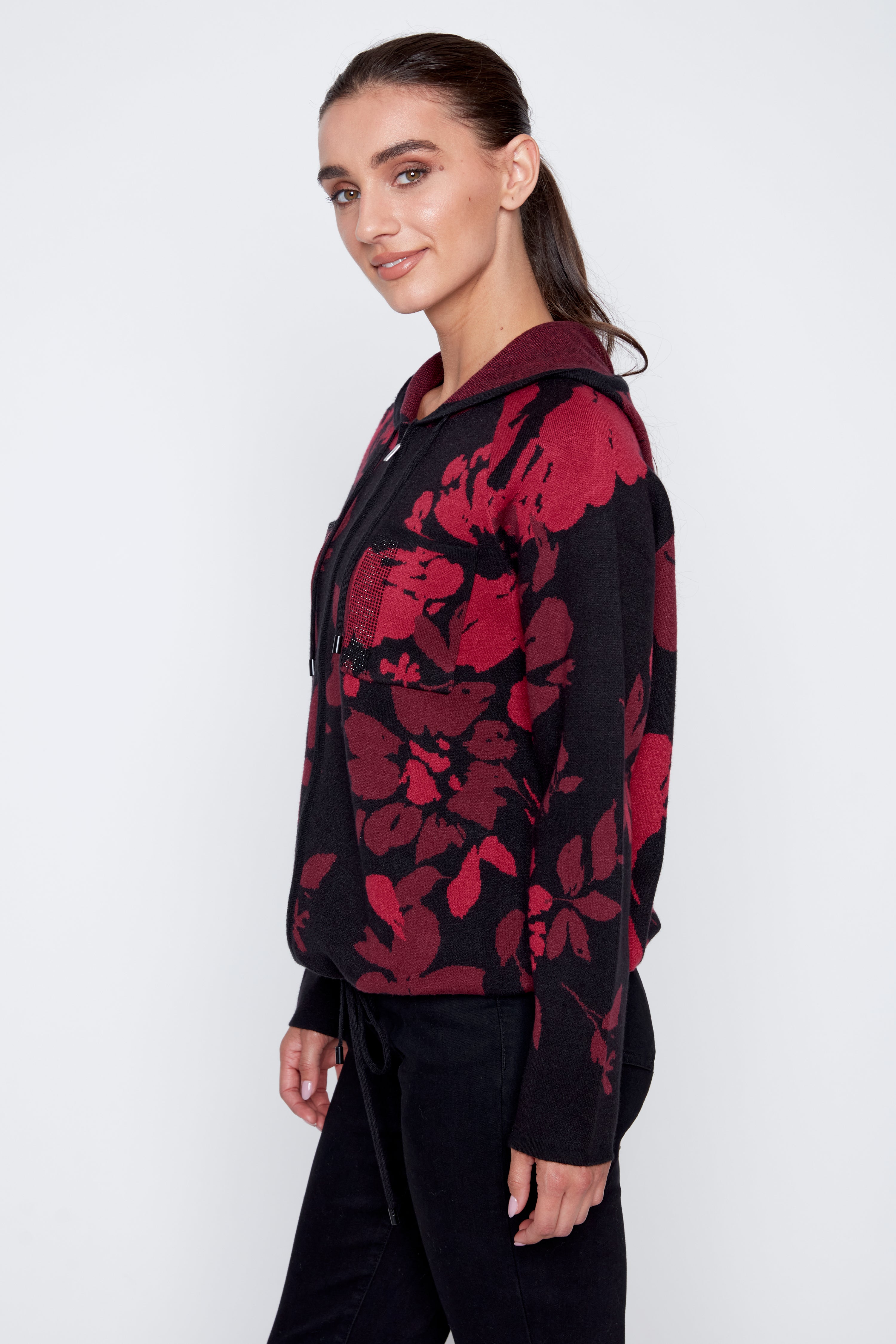 Floral hoodie cardigan