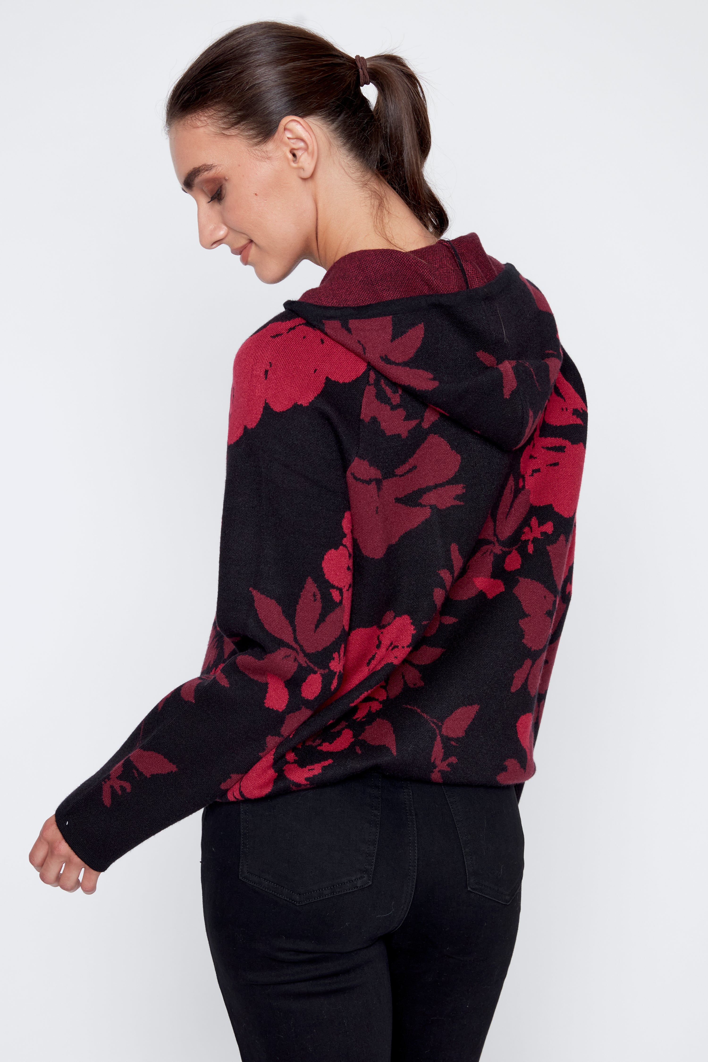 Floral hoodie cardigan