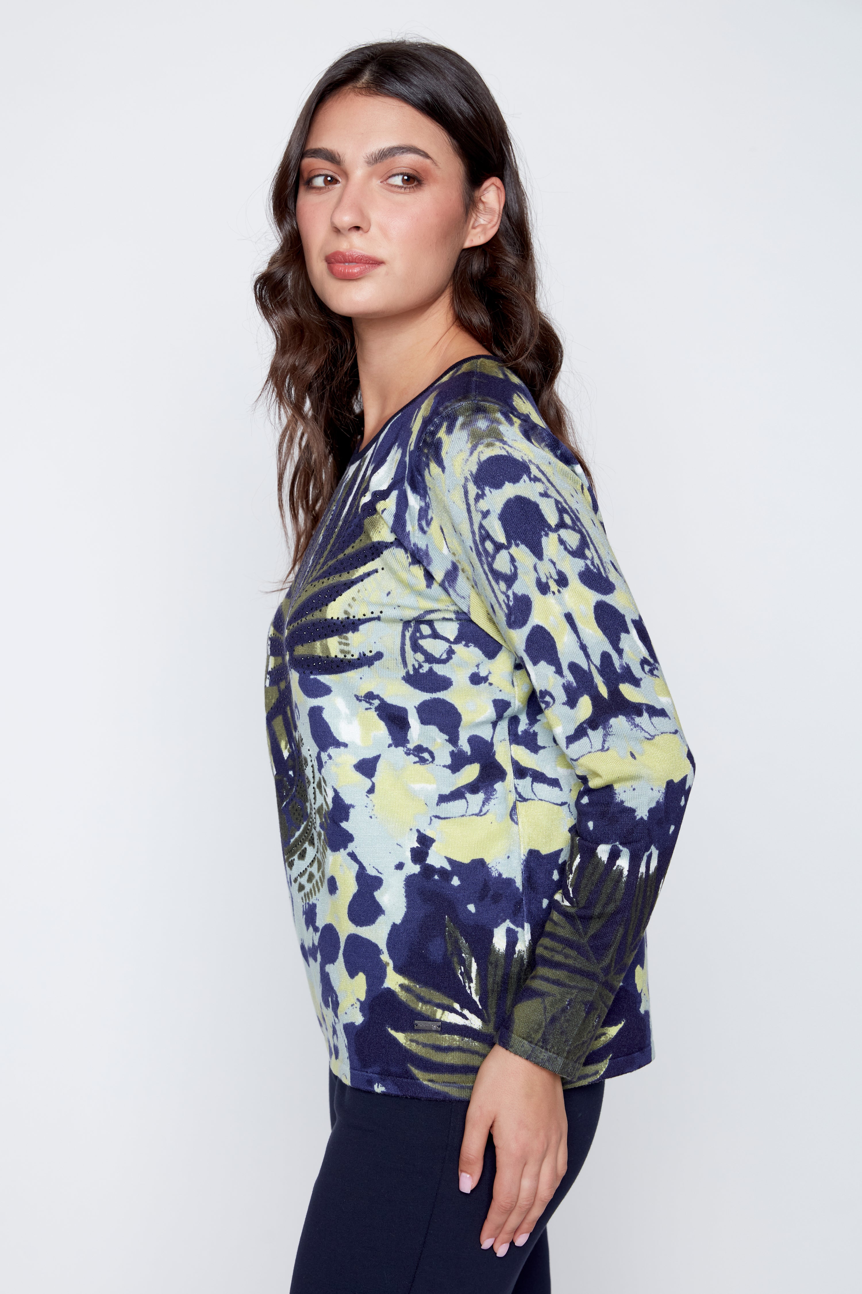 Printed light weight knit sweater