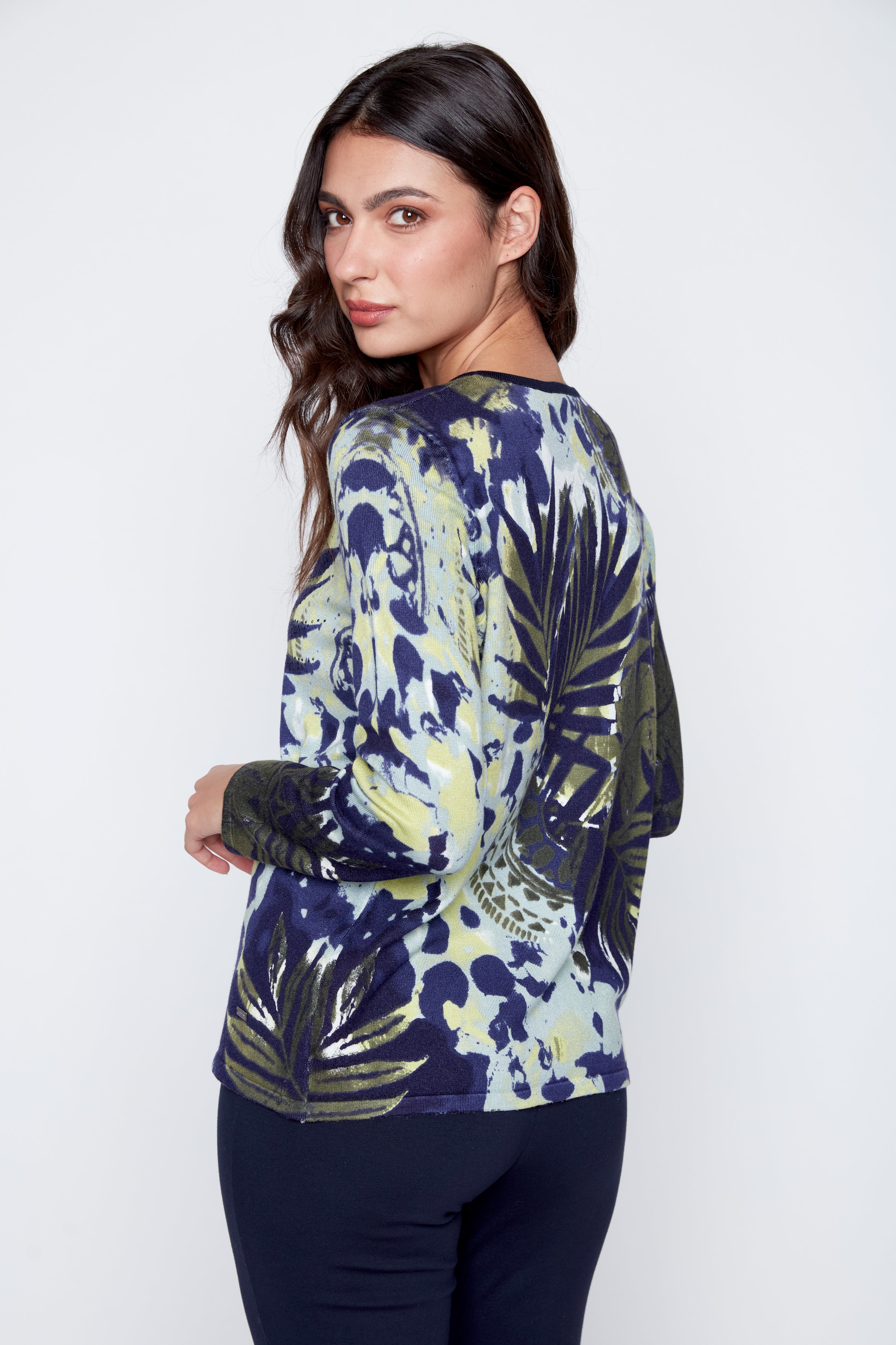 Printed light weight knit sweater