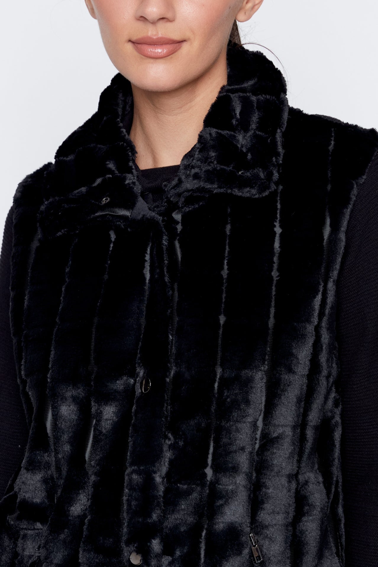 Square pattern faux fur vest