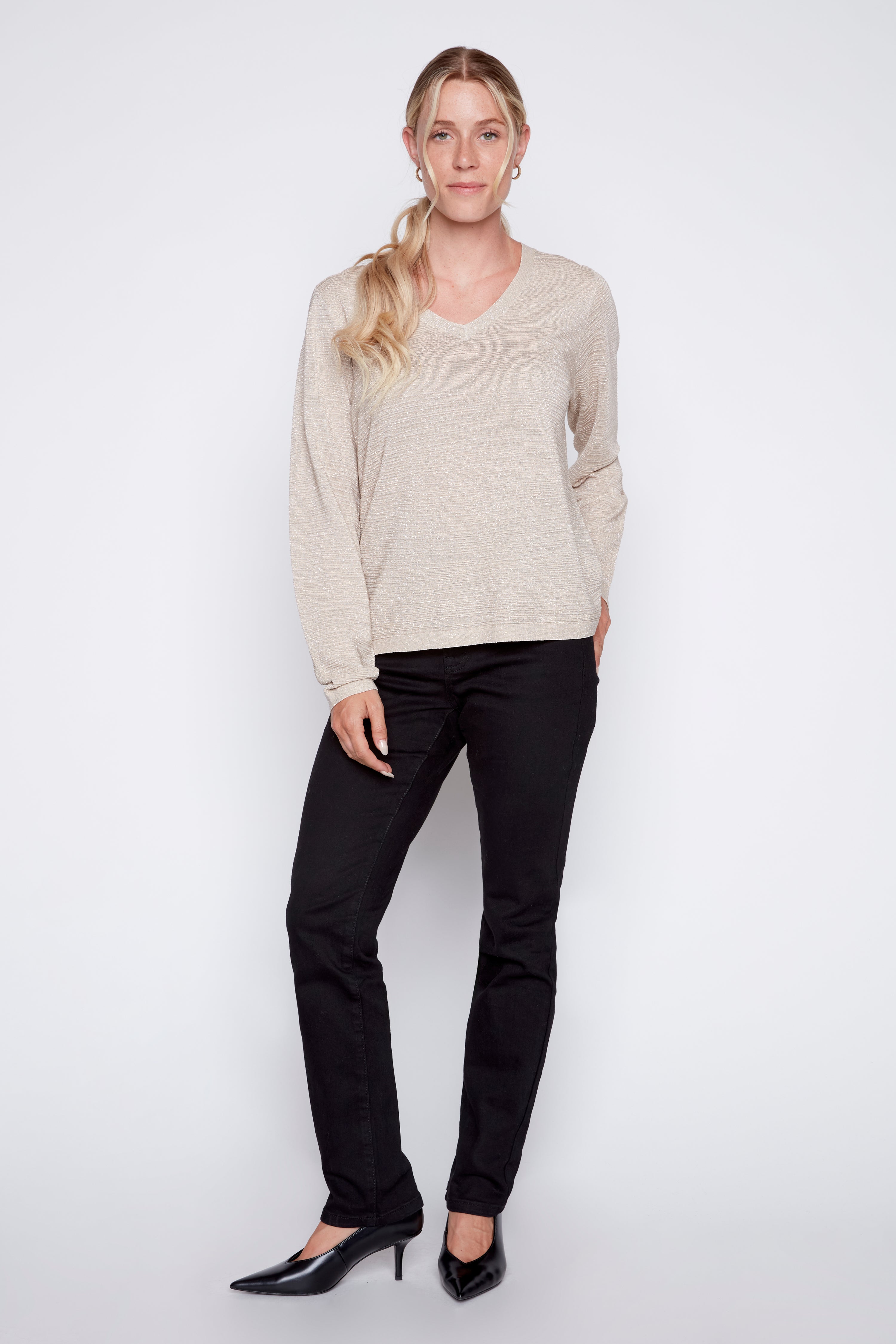 Lurex detail textured sweater